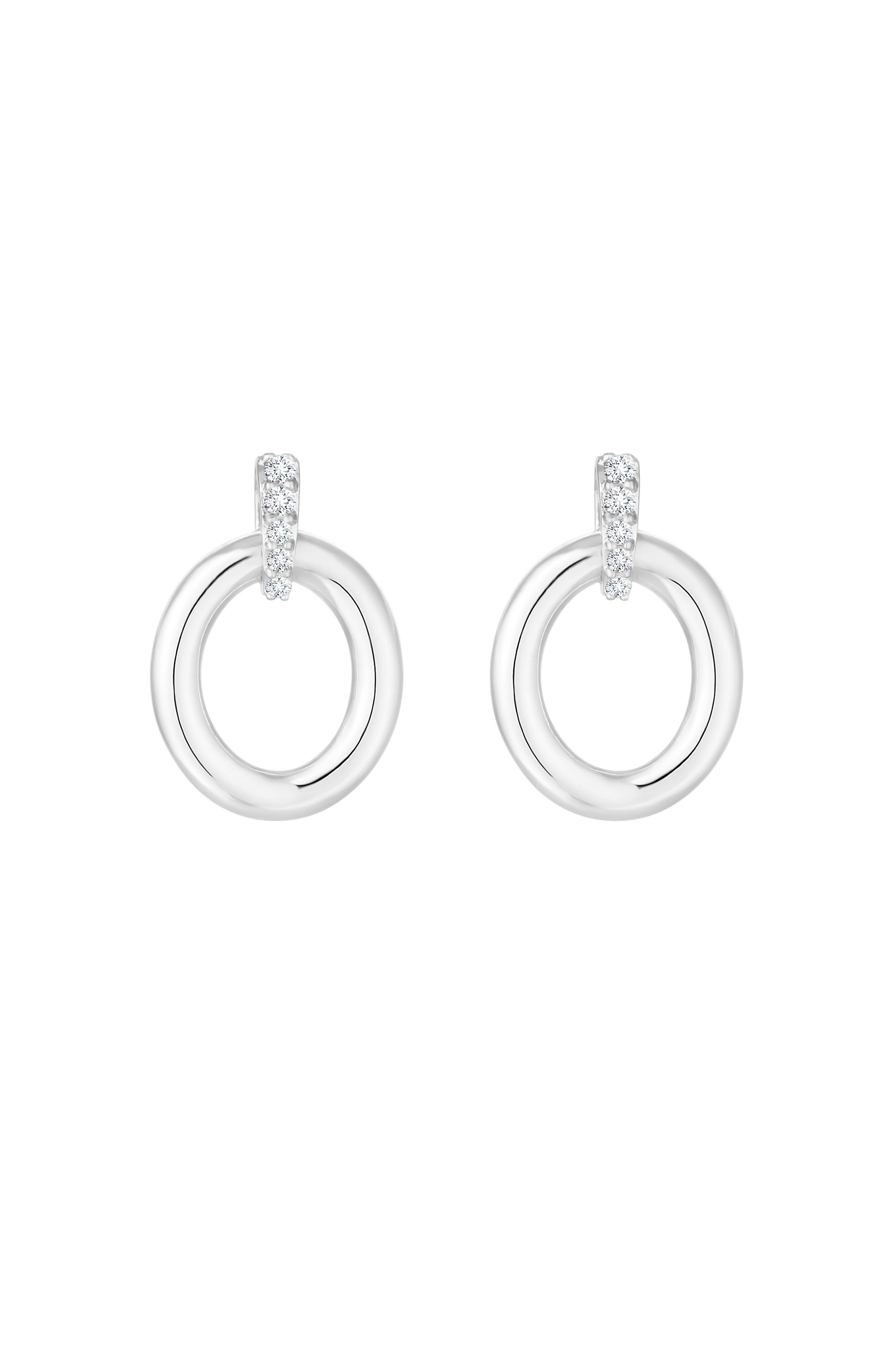 Simply Silver Sterling Silver 925 Polished Oval Link Drop Earrings image 1