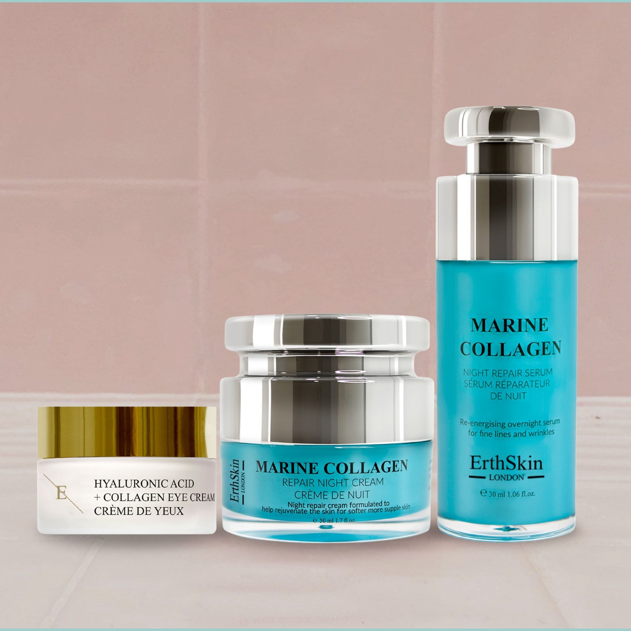Erth Skin London Marine Collagen Night Set: Cream + Pro Age Eye Cream 20 ml + Serum 60ml image 2