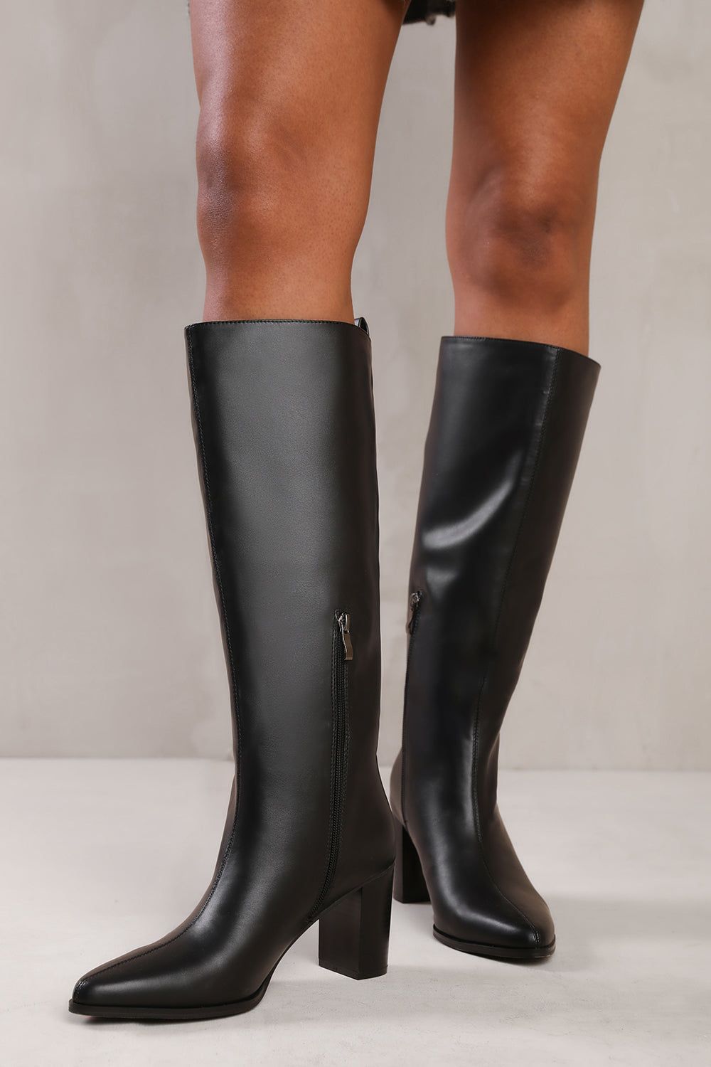Where's That From 'Delta' Block Heel Knee High Boots With Side Zip image 1