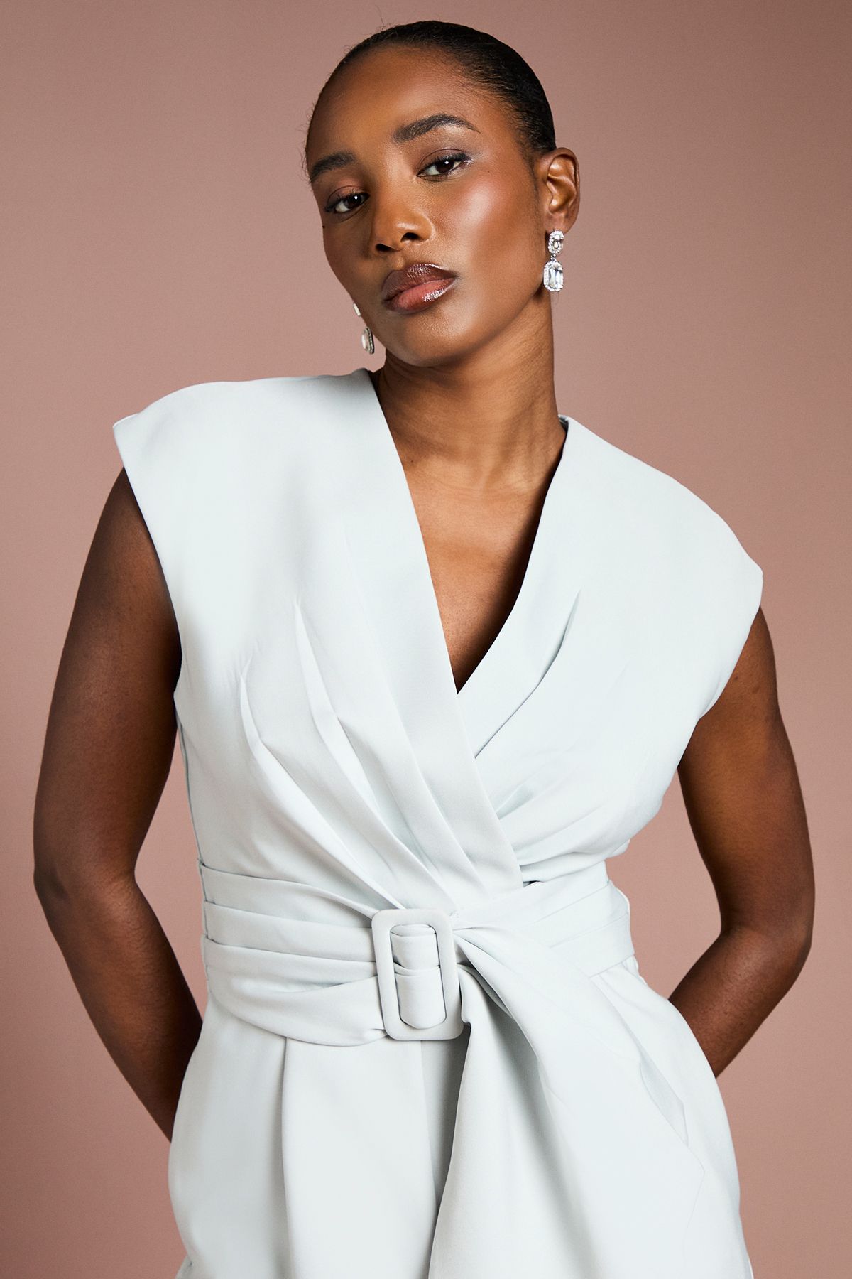 Coast Belted Crepe Jumpsuit Sage image 2