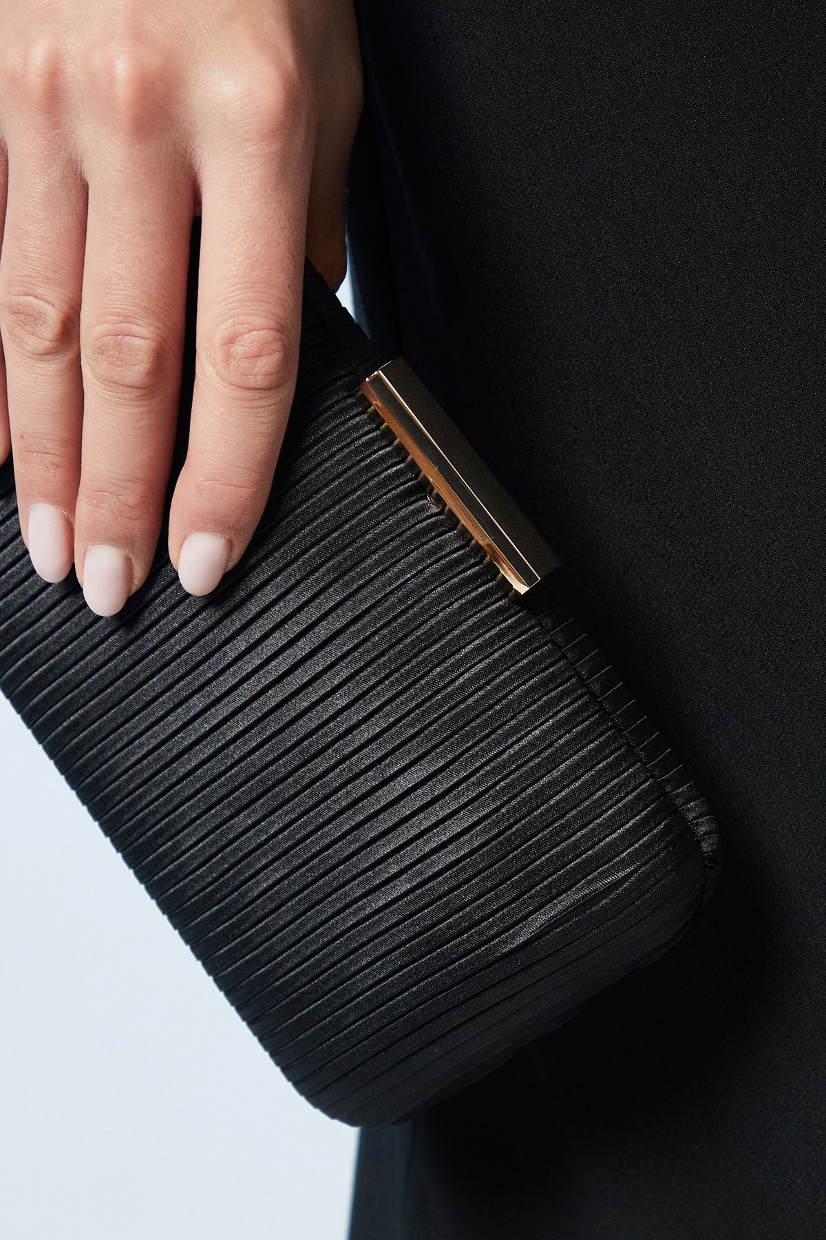 Coast Brooke Satin Clutch Bag Black