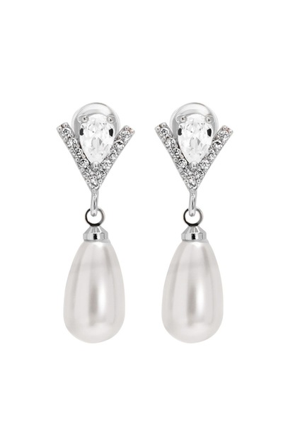 Jon Richard Silver Cubic Zirconia Pearl Drop Earrings