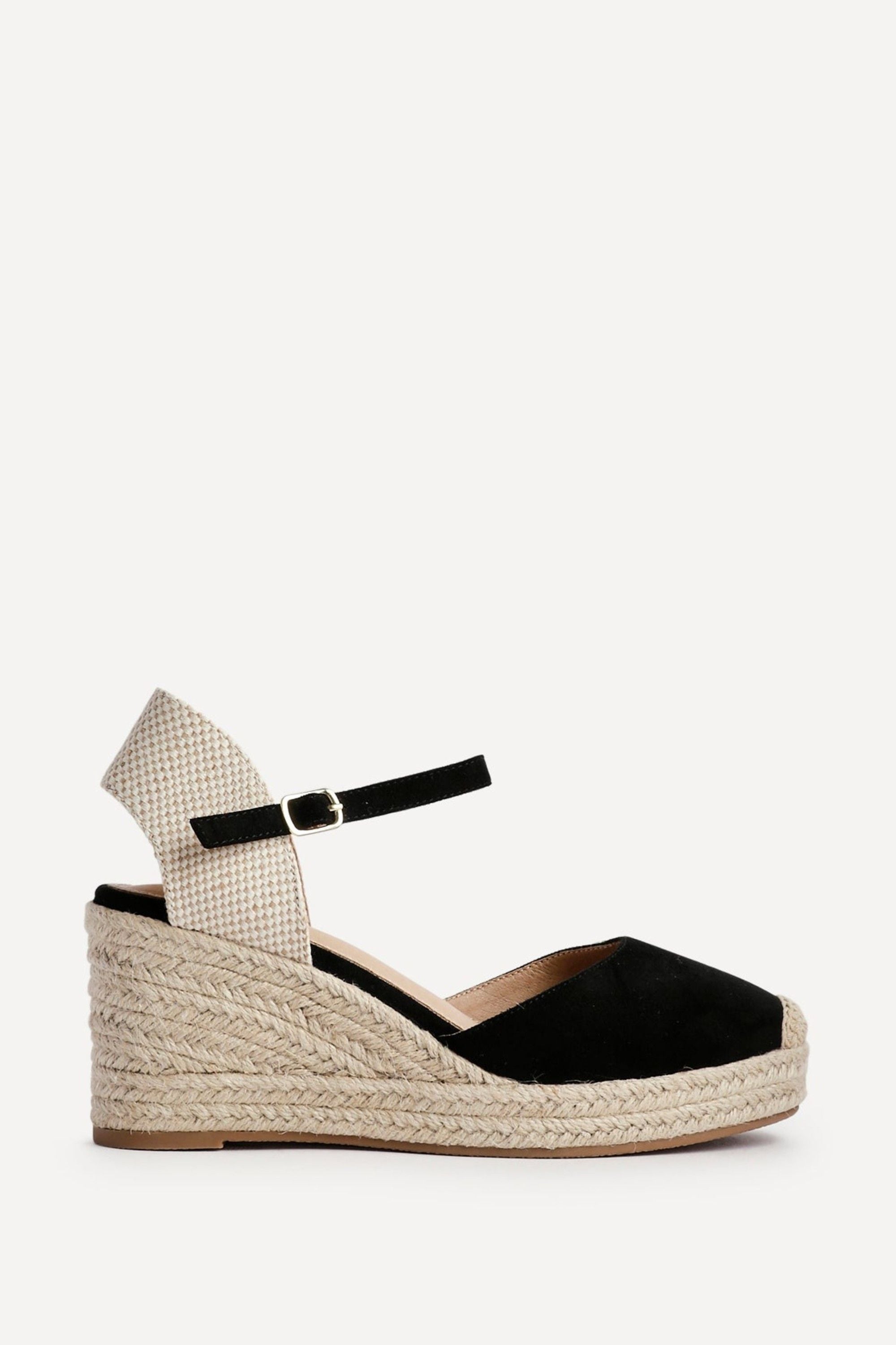 Linzi Present Black Faux Suede Closed-Toe And Open Back Espadrille Wedge image 1
