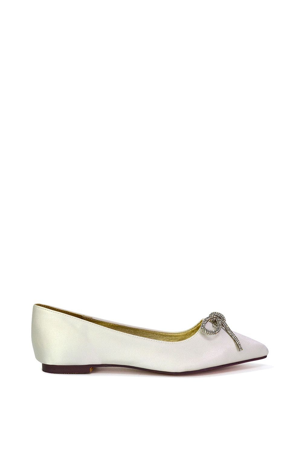 XY London 'Blossom' Diamante Bow Detail Pointed Toe Ballerina Pumps image 4