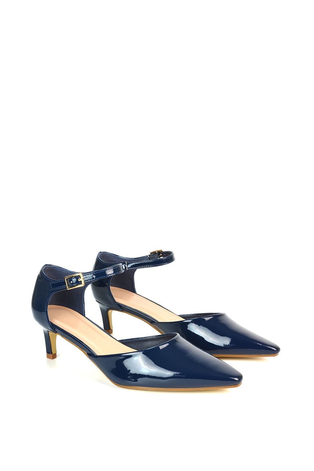 XY London 'Kacey' Kitten Low Heel Ankle Strap Pointed Toe Shoes image 4