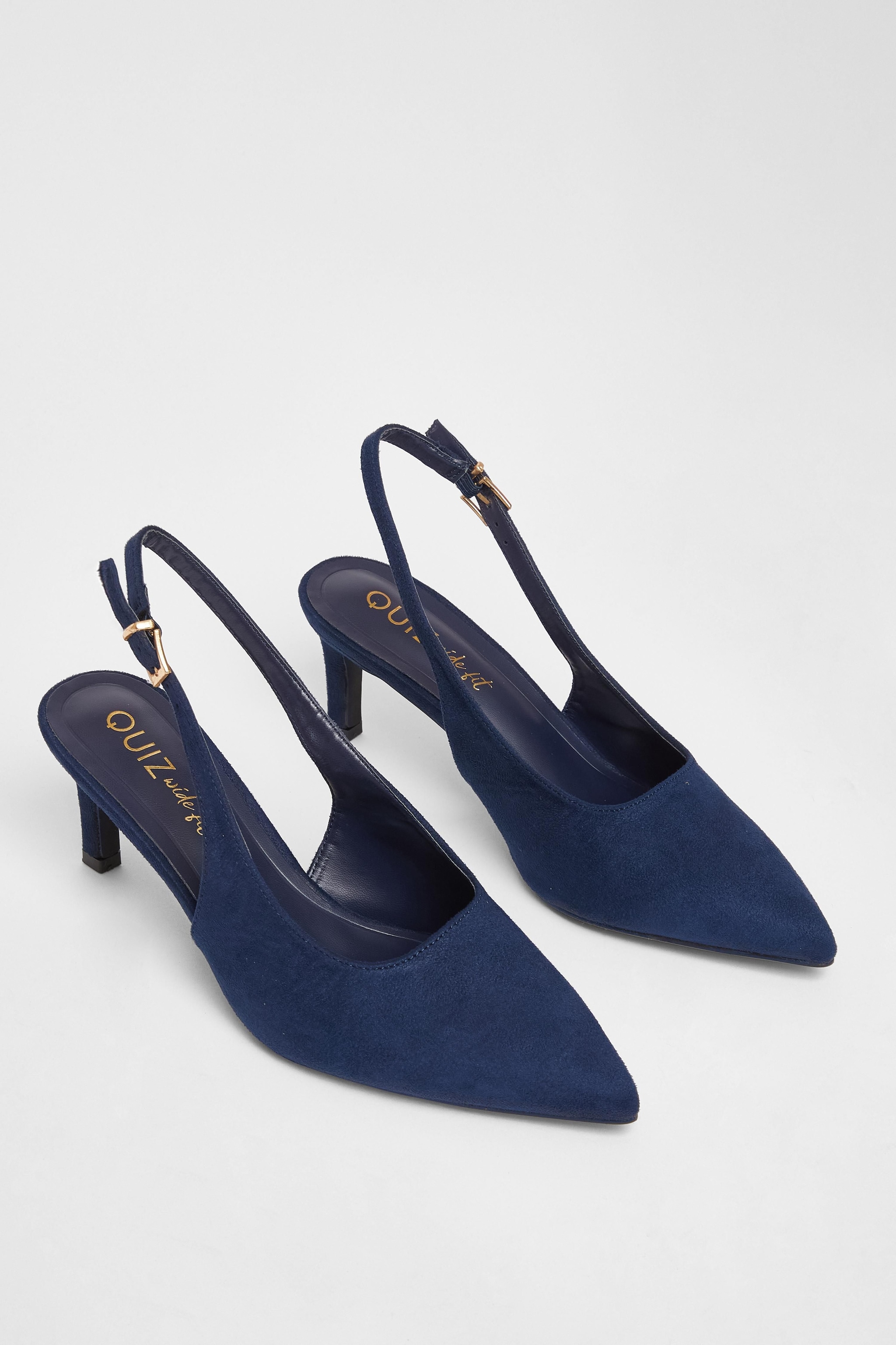 Quiz Navy Wide Fit Slingback Court Heels image 2