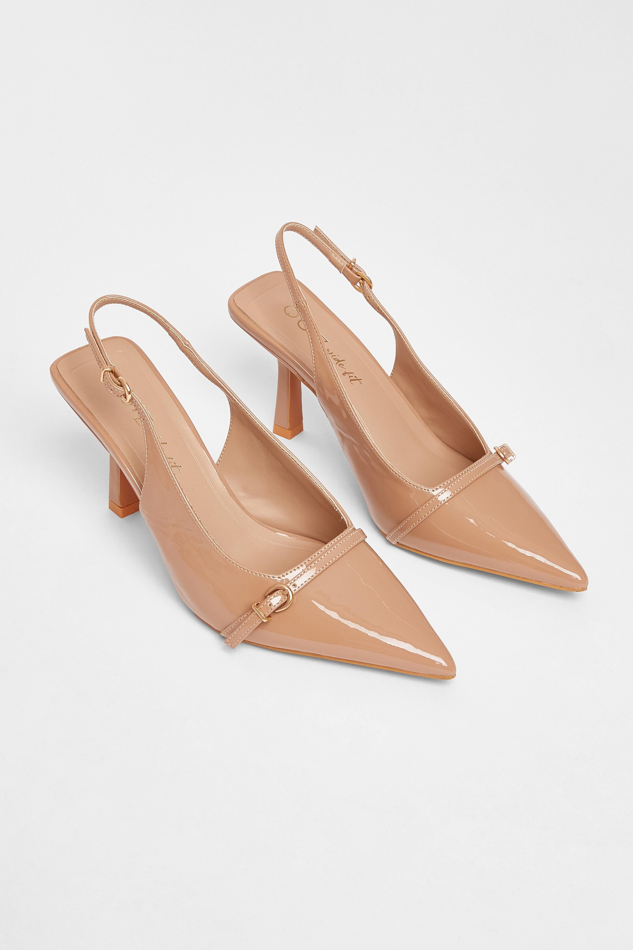 Quiz Nude Wide Fit Slingback Court Heels image 2
