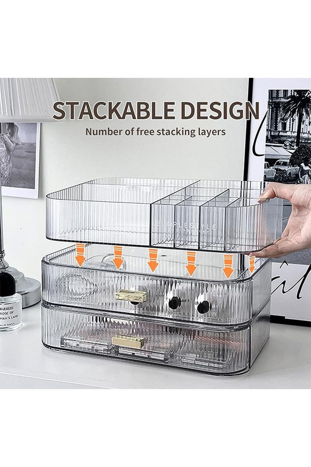 Living and Home Desktop Cosmetic Organizer Storage Box Dormitory Office Bathroom Dressing-Table image 3