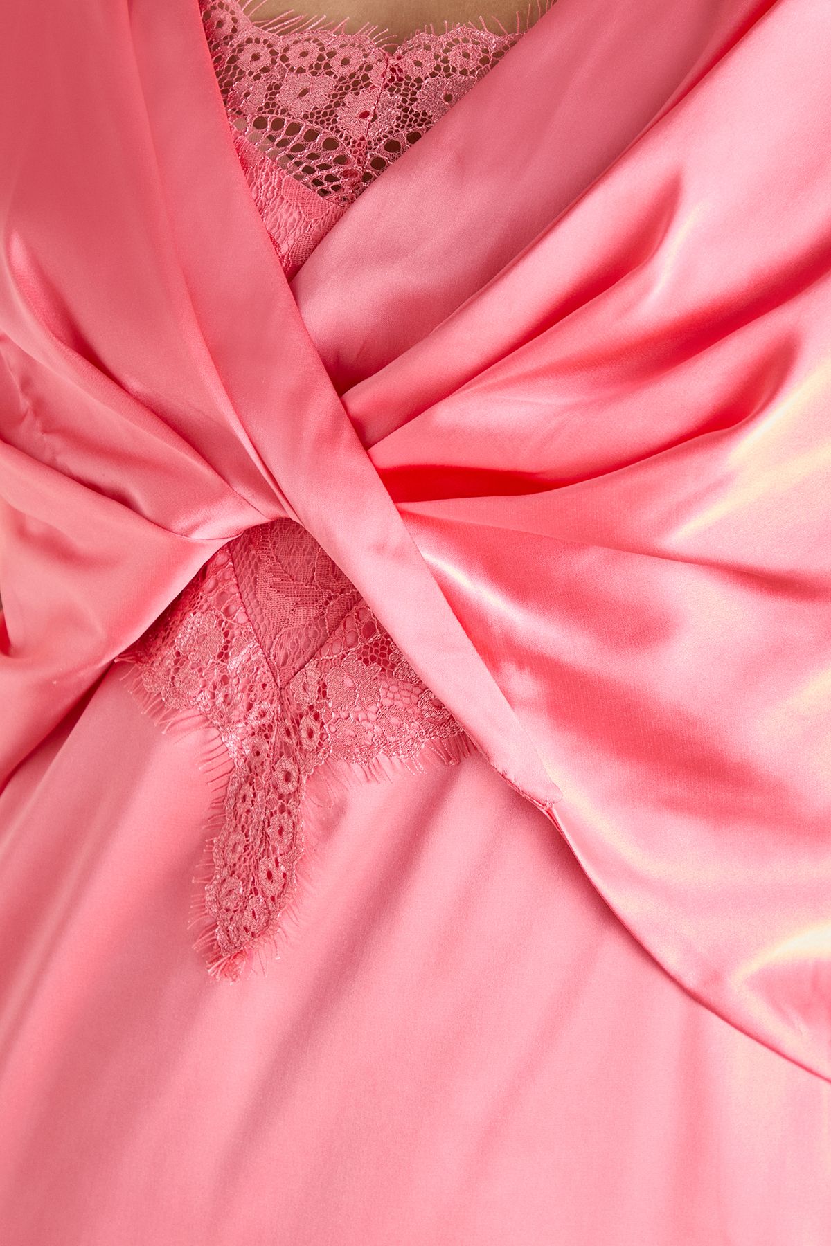 Coast Lace Insert Satin Fitted Dress Peach image 5