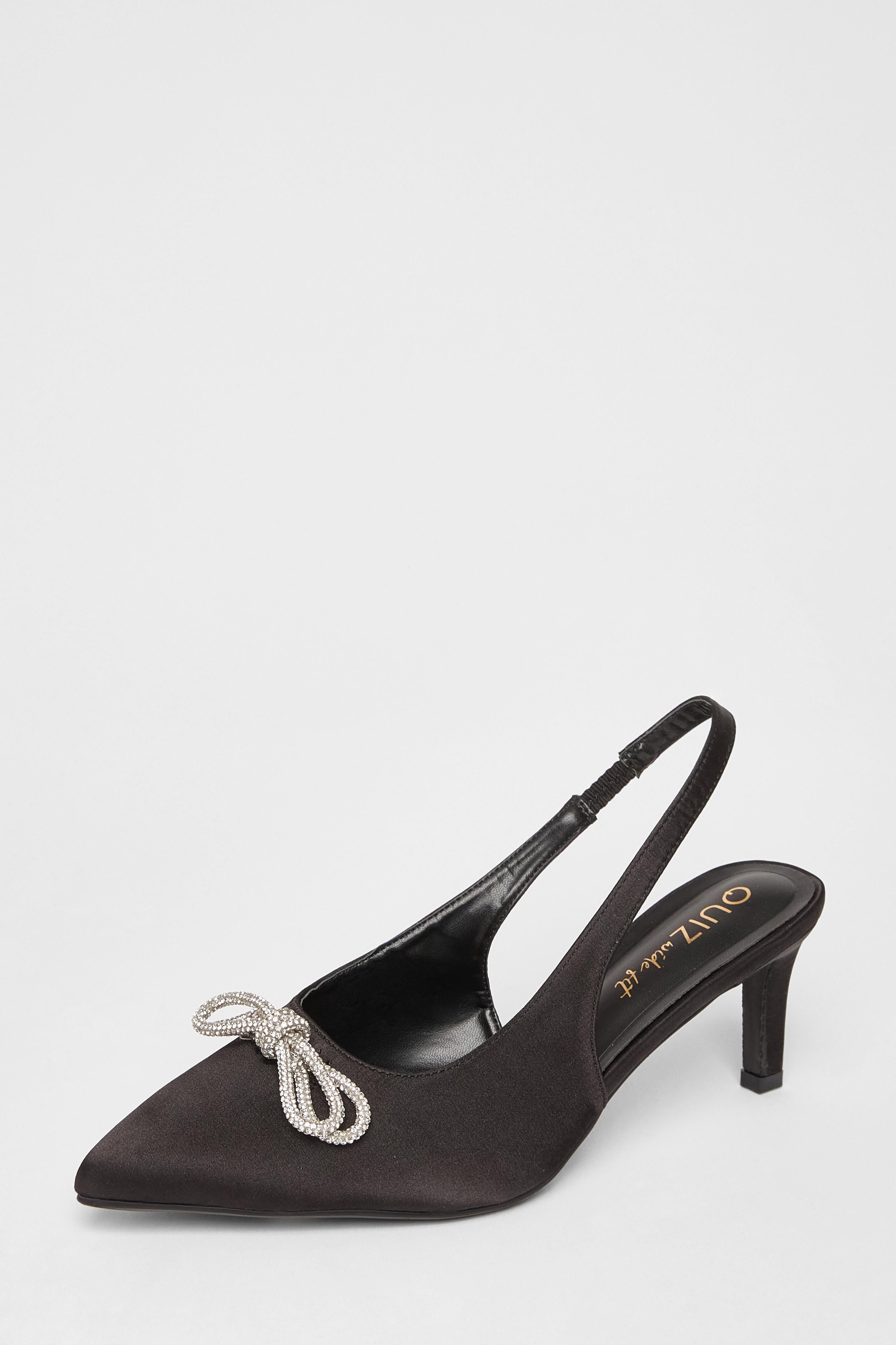 Quiz Black Wide Fit Sling Back Heels image 1