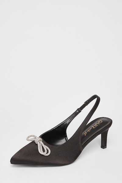 Quiz Black Wide Fit Sling Back Heels