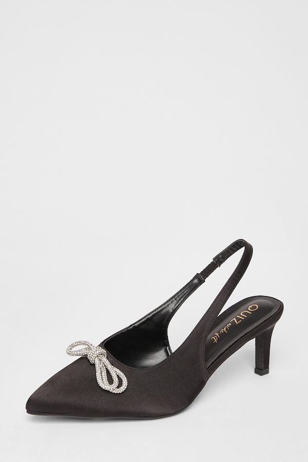 Quiz Black Wide Fit Sling Back Heels