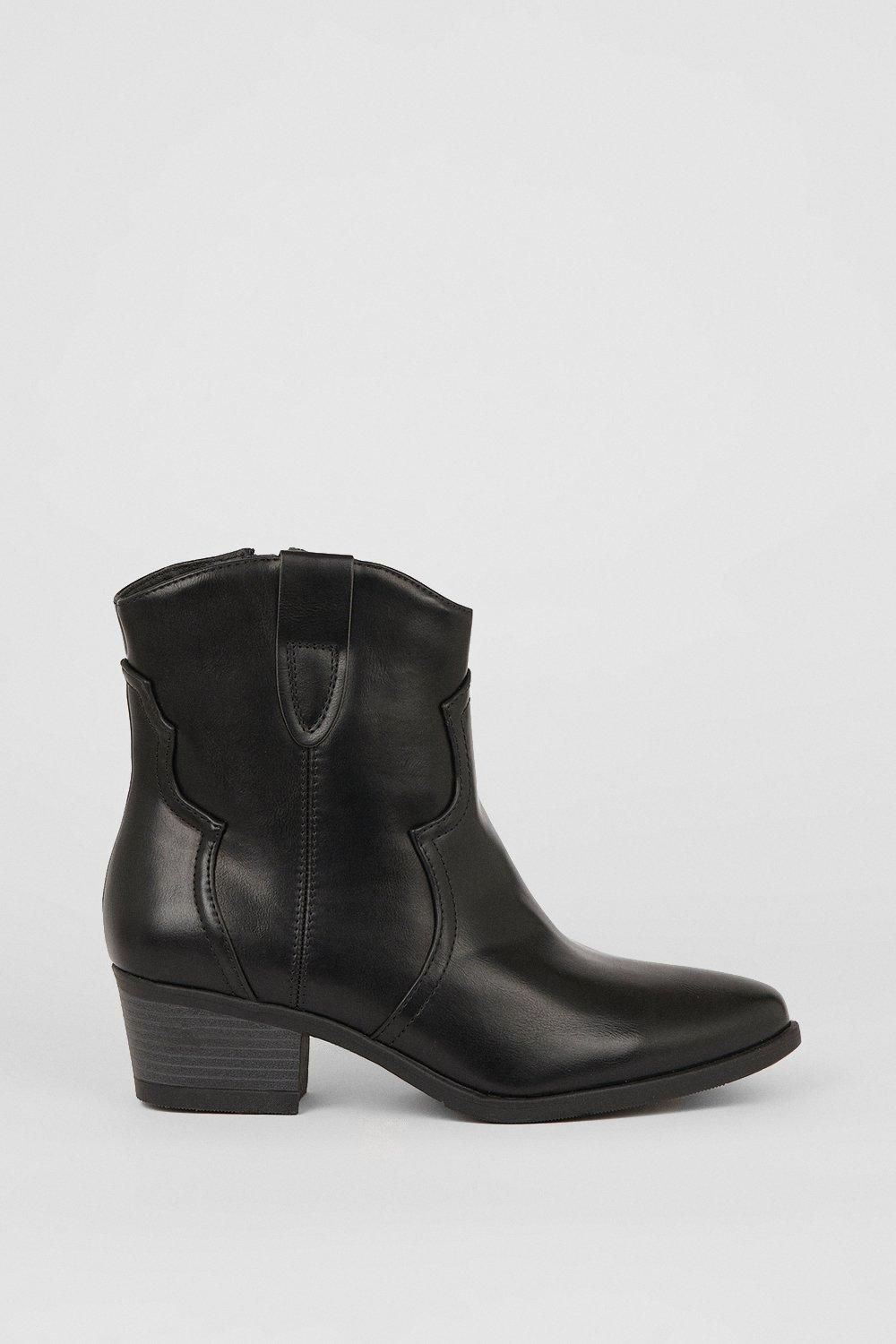 Oasis Block Heel Western Boots Black image 2