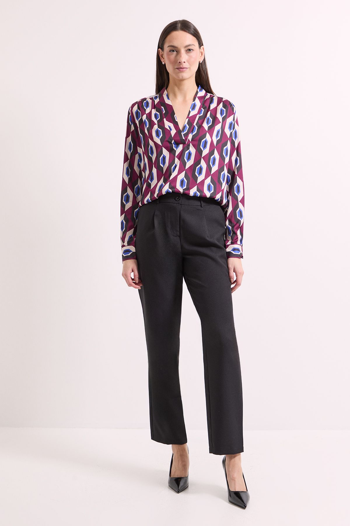 Principles Printed V Neck Yolk Detail Blouse Purple image 2