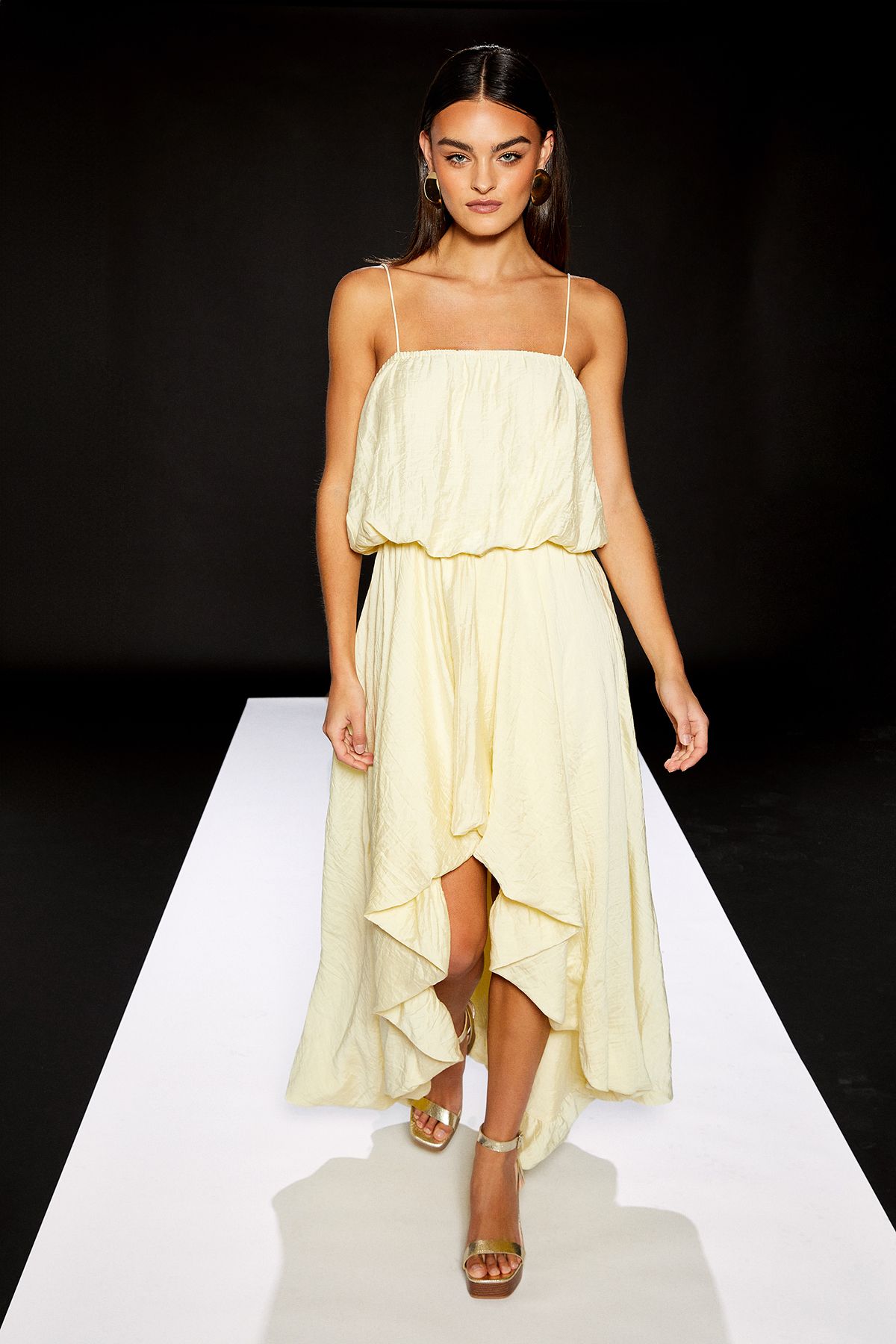 RUNWAY 1.8.1.8 Runway 1.8.1.8 Puff Ball High Low Hem Dress Lemon image 2