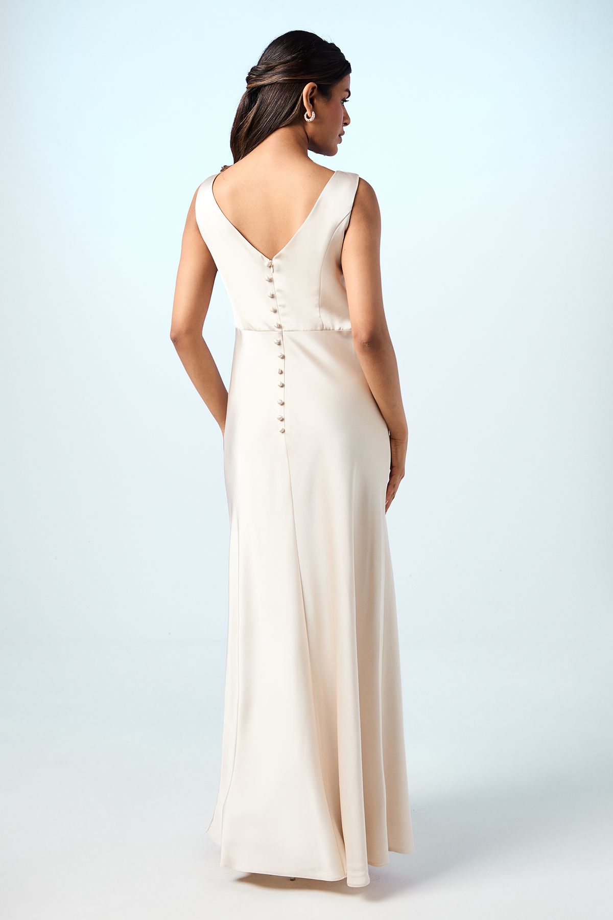 Coast Petite Sleeveless Satin Bridesmaid Dress Champagne image 4