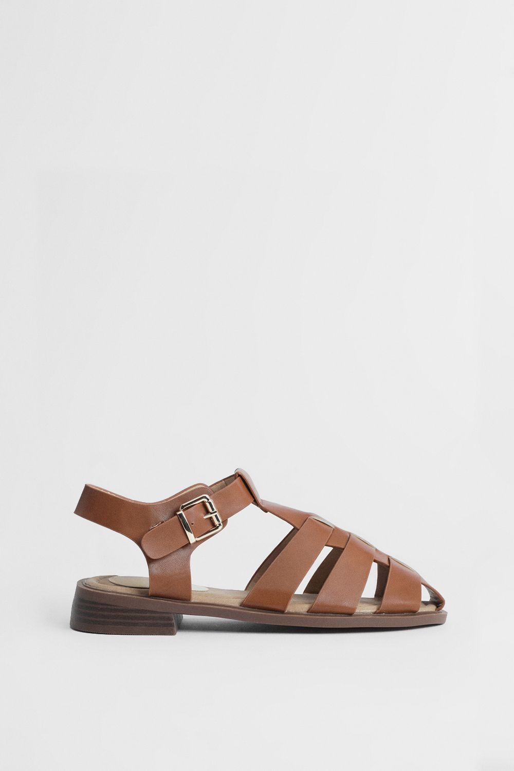 Oasis Cassiopeia Faux Leather Closed Toe Fisherman Flat Shoes Tan