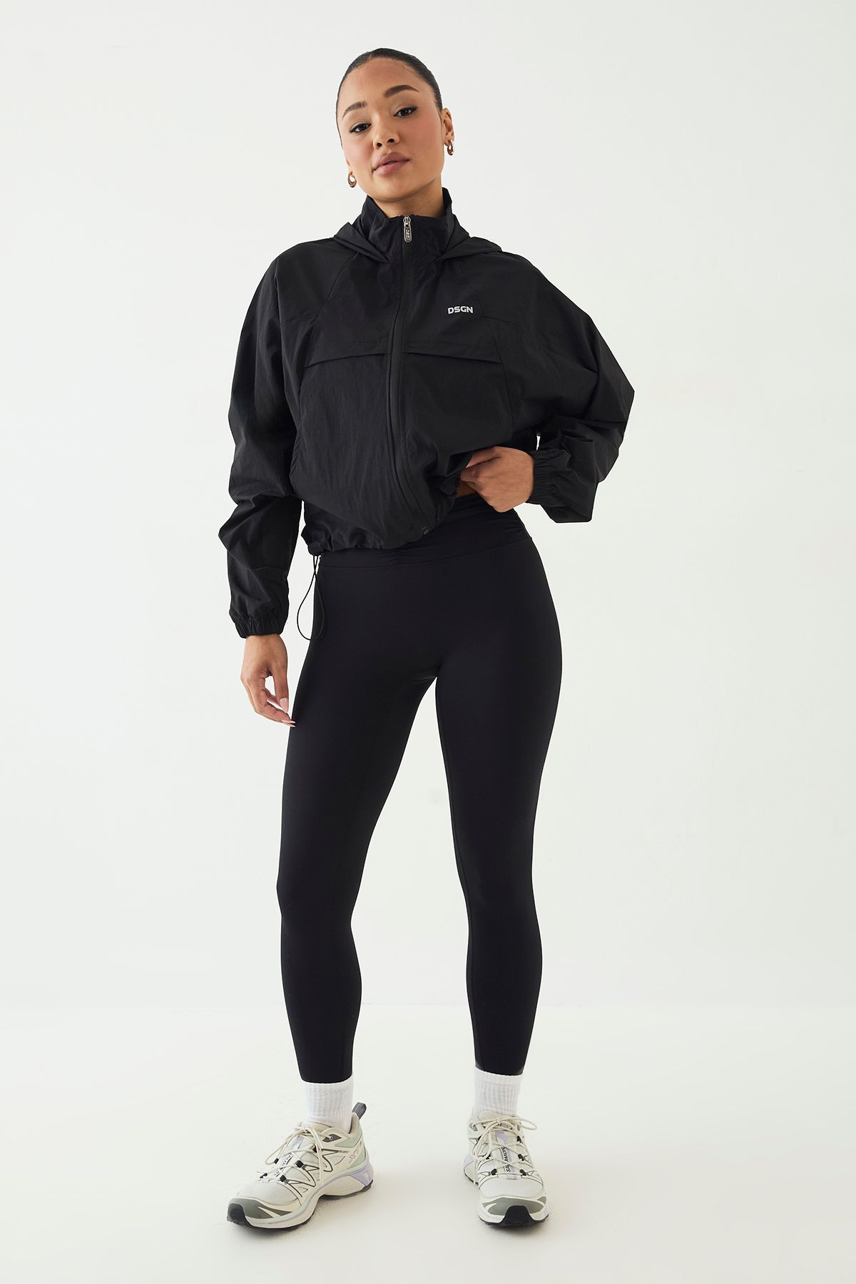 DSGN Studio DSGN Studio Zip Through Cropped Track Jacket Black image 3
