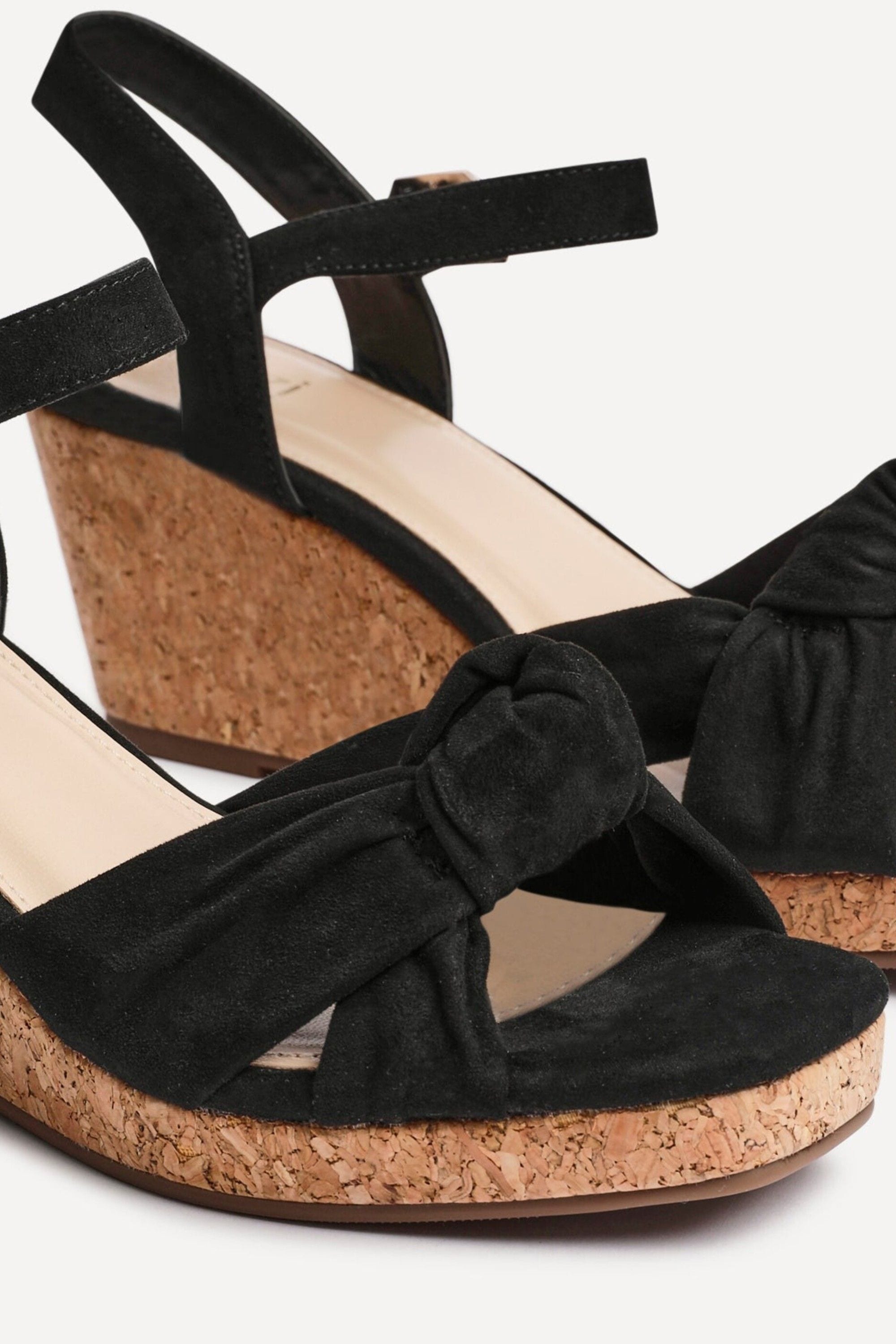 Linzi Elyah Black Faux Suede Cork Wedge image 4