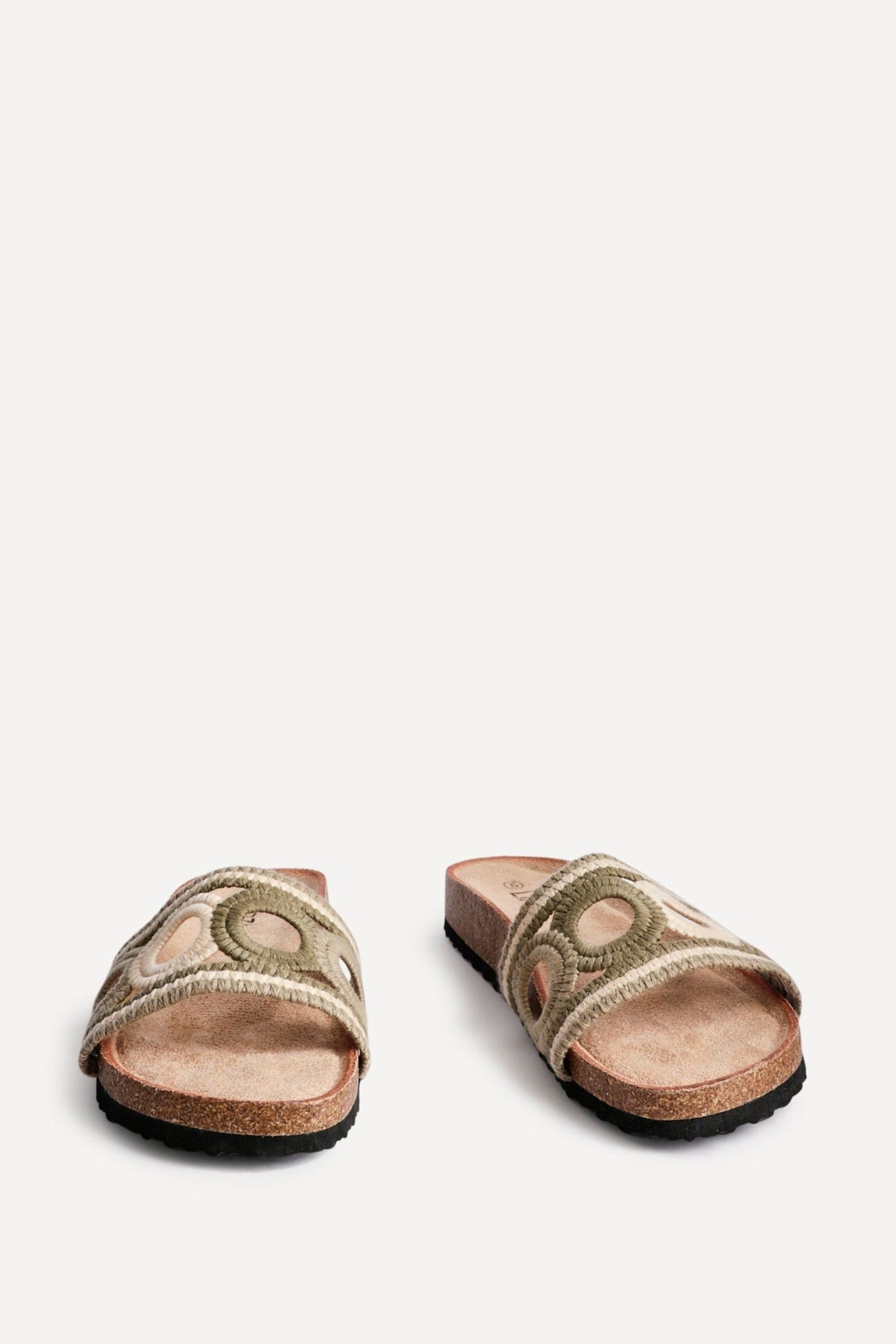 Linzi Geneva Khaki Woven Slider Sandals image 3