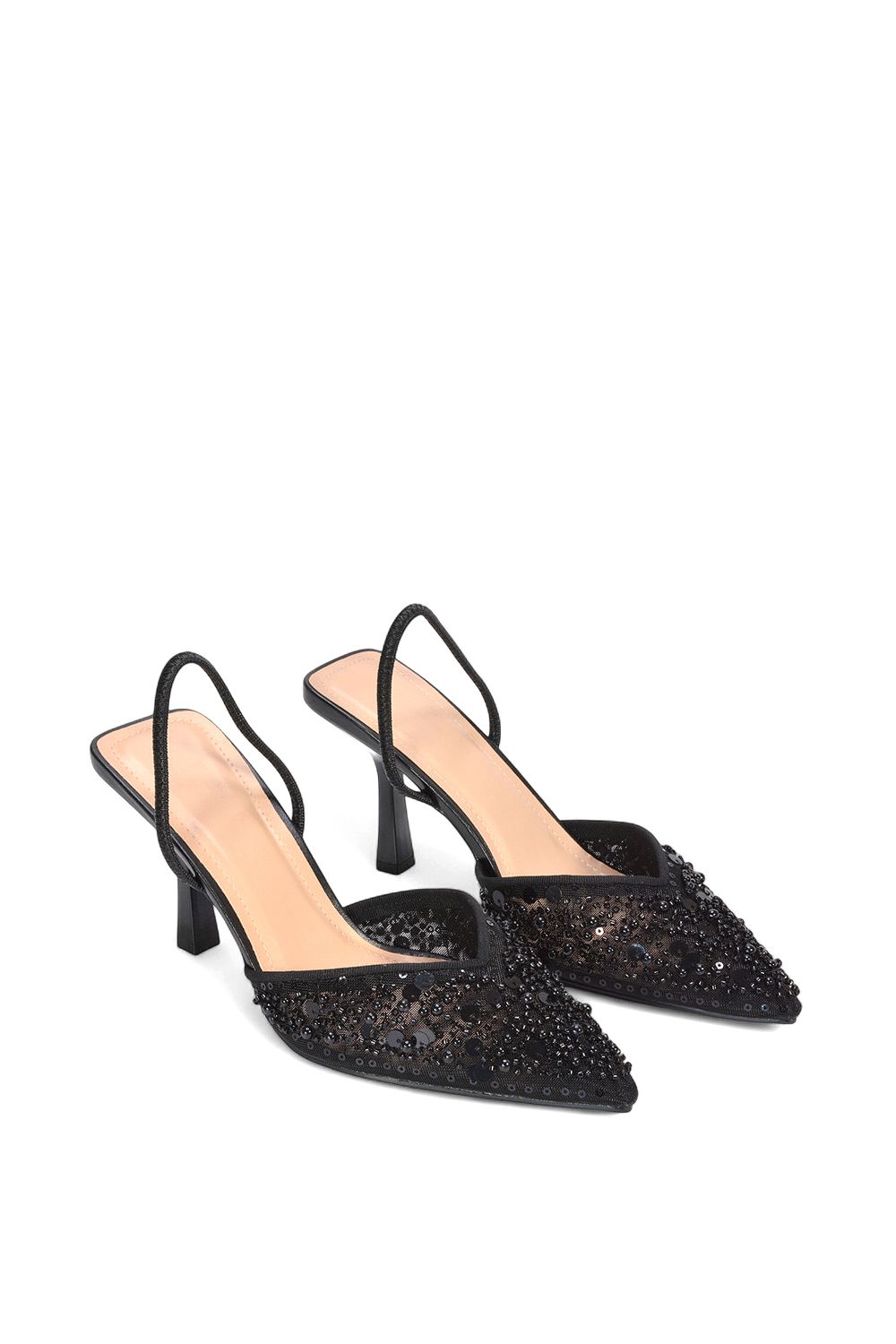 XY London 'Gaynor' Stiletto Heel Slingback Sequin Court Shoes image 5