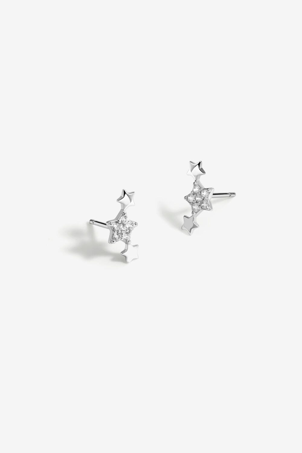 Simply Silver Sterling Silver 925 Cubic Zirconia Mini Star Climber Earrings image 1