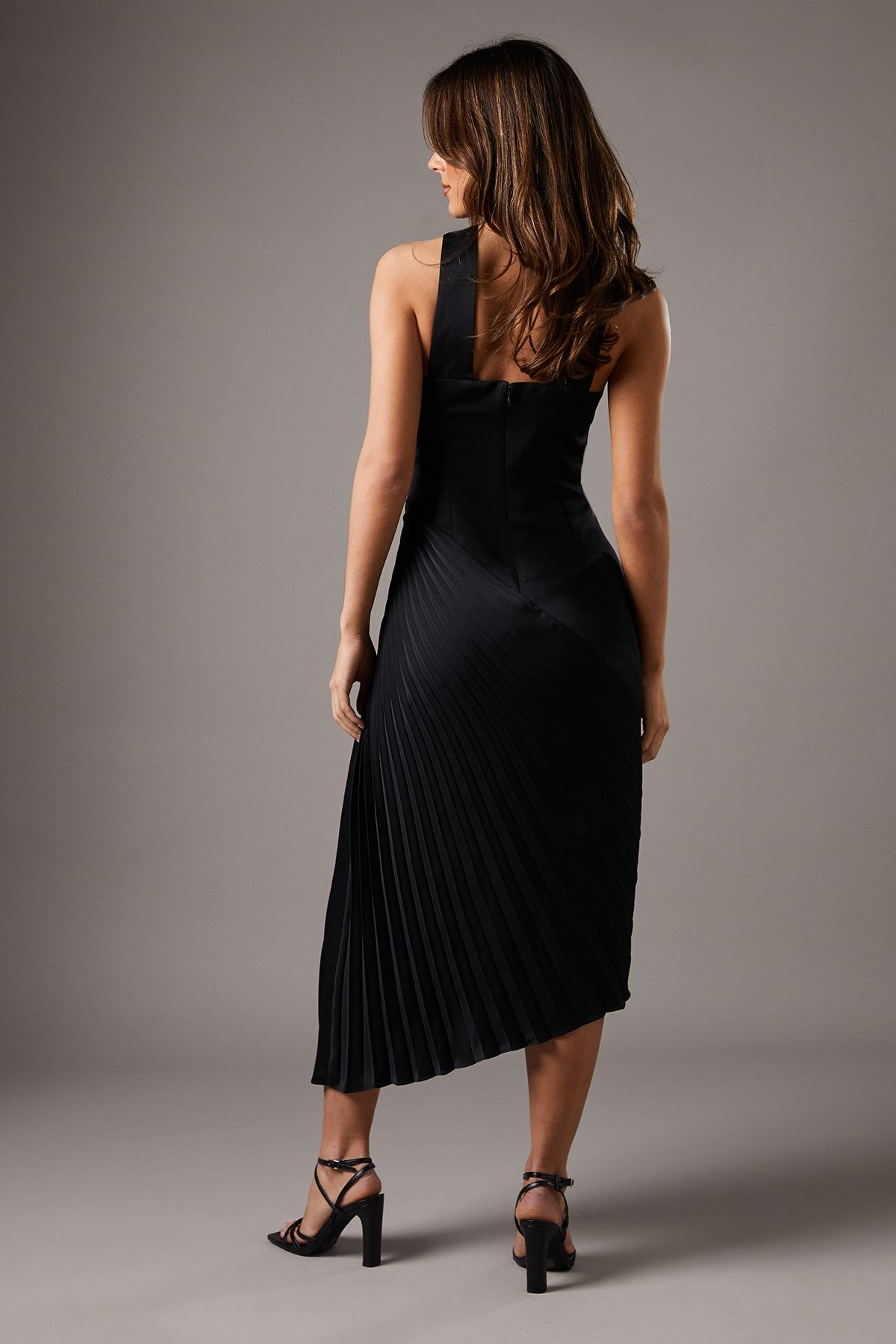 Coast Pleated Halterneck Midi Dress Black image 4