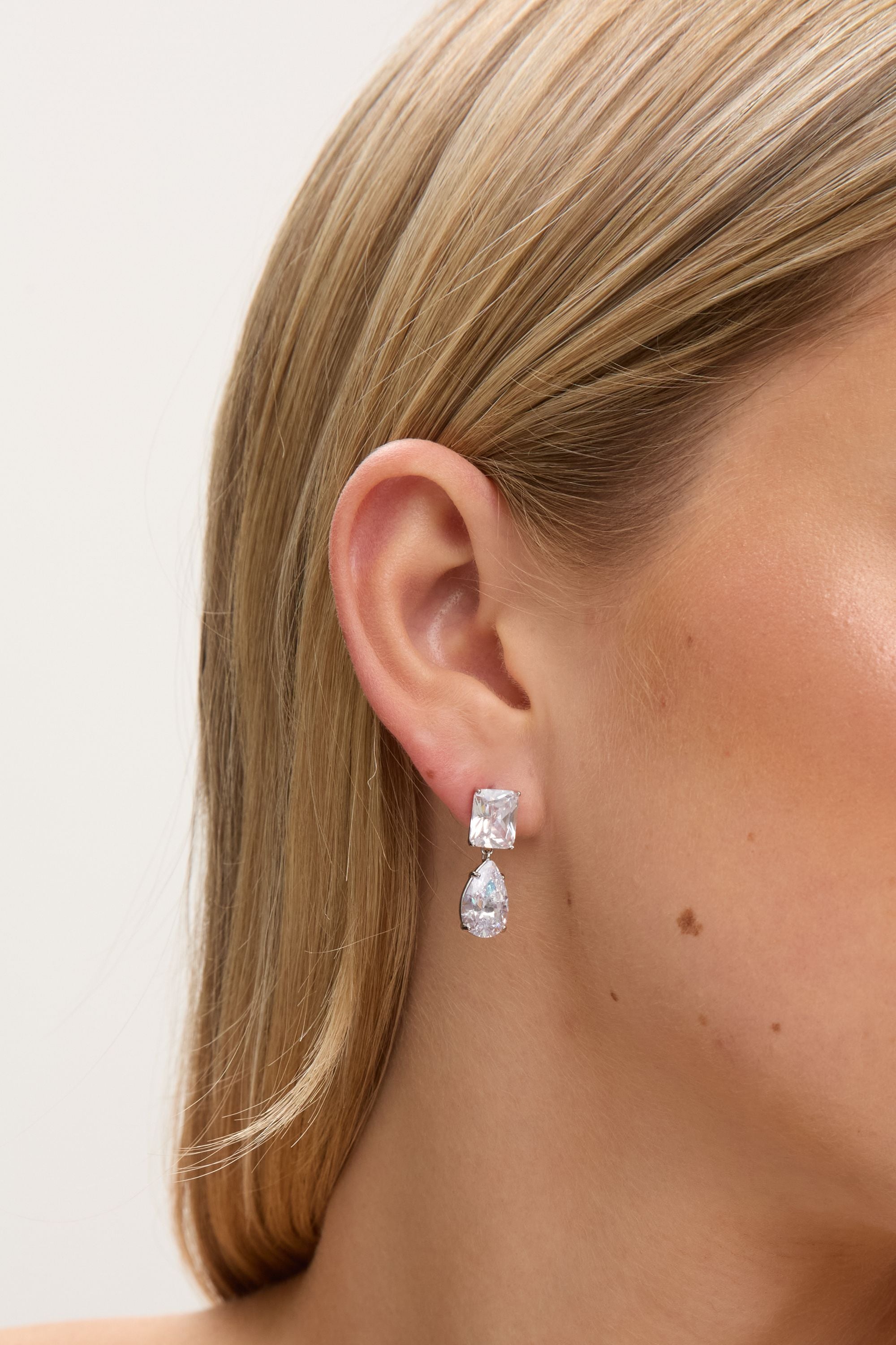 Jon Richard Rhodium Plated Mixed Stone Drop Earrings image 2