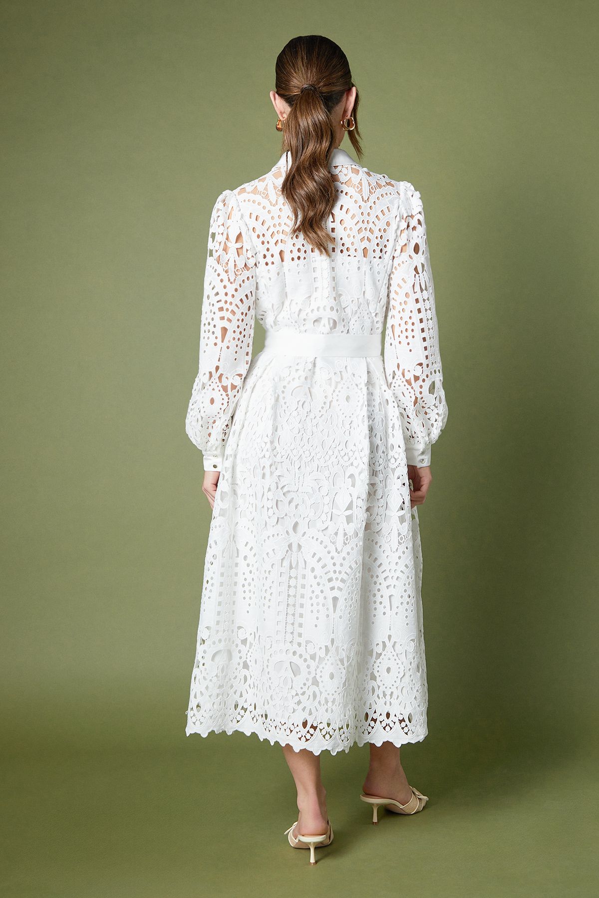 Coast Lace Belted Shirt Dress Ivory image 4