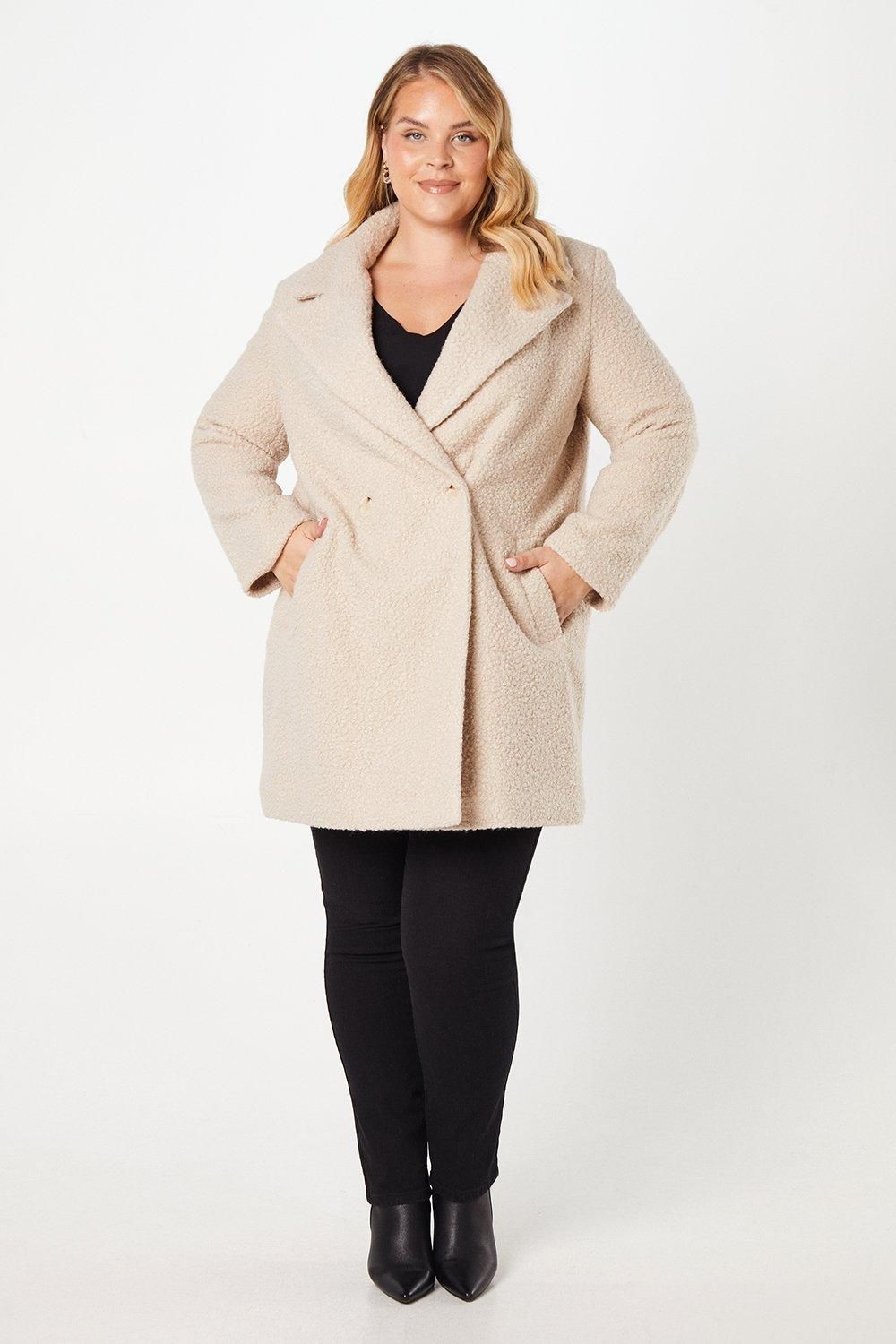 Dorothy Perkins Curve Teddy Boyfriend Coat Oatmeal image 2