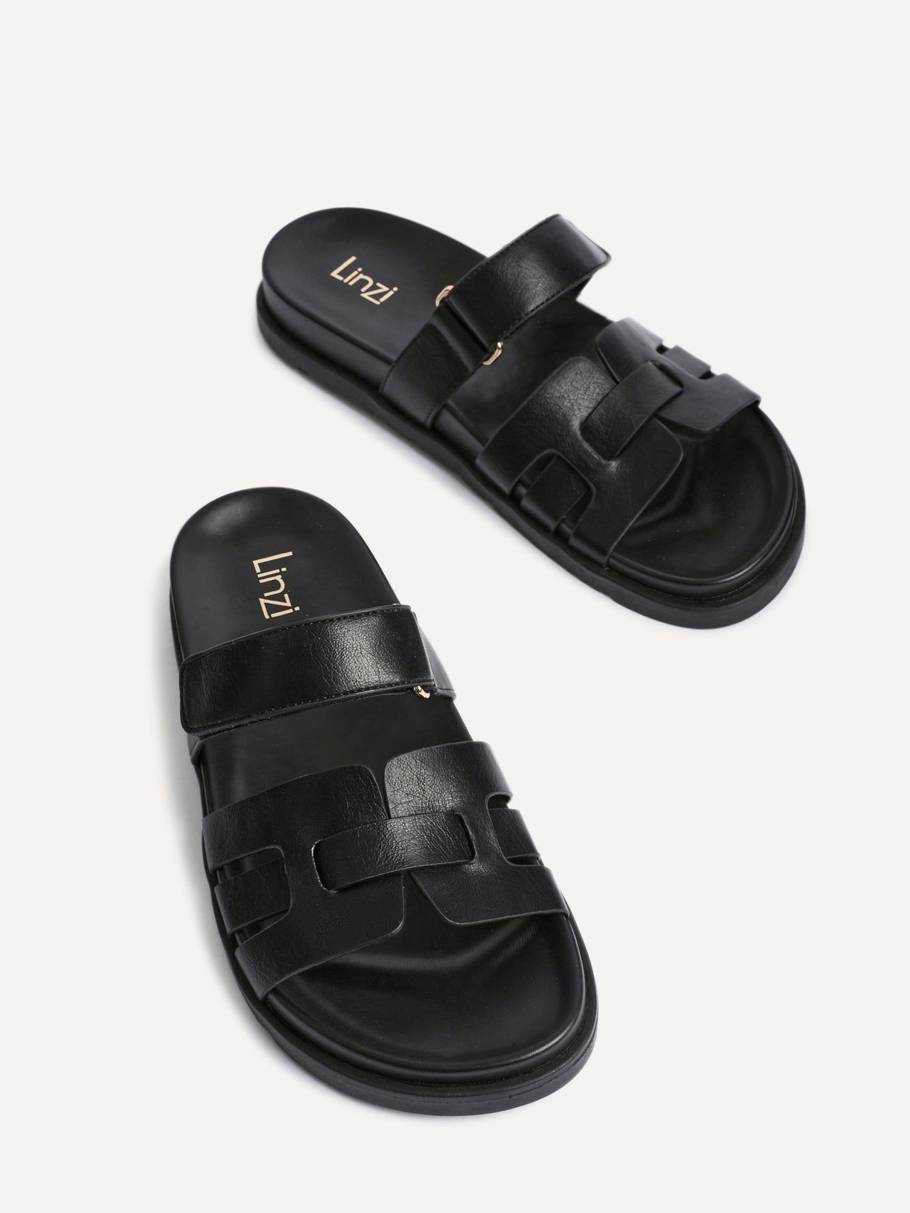 Linzi Essential Black Faux Leather Slip On Sandal image 4