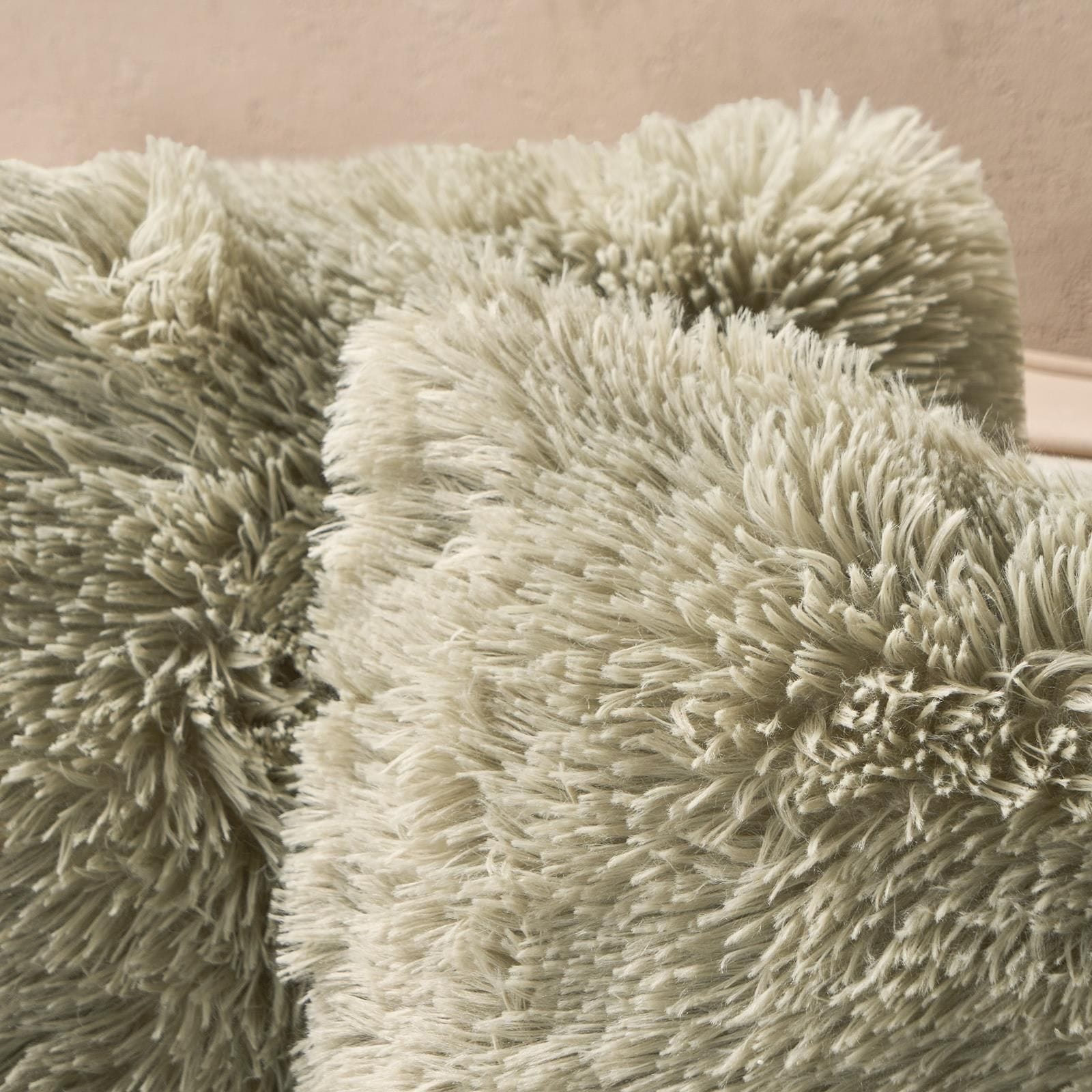 OHS Set of 2 Fluffy Shaggy Square Cushion Covers image 3