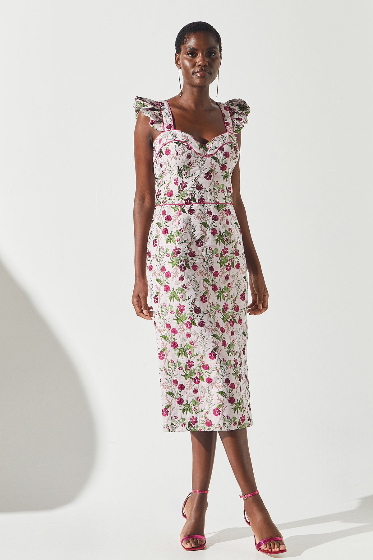 Coast Sweetheart Neck Jacquard Dress Multi image 2