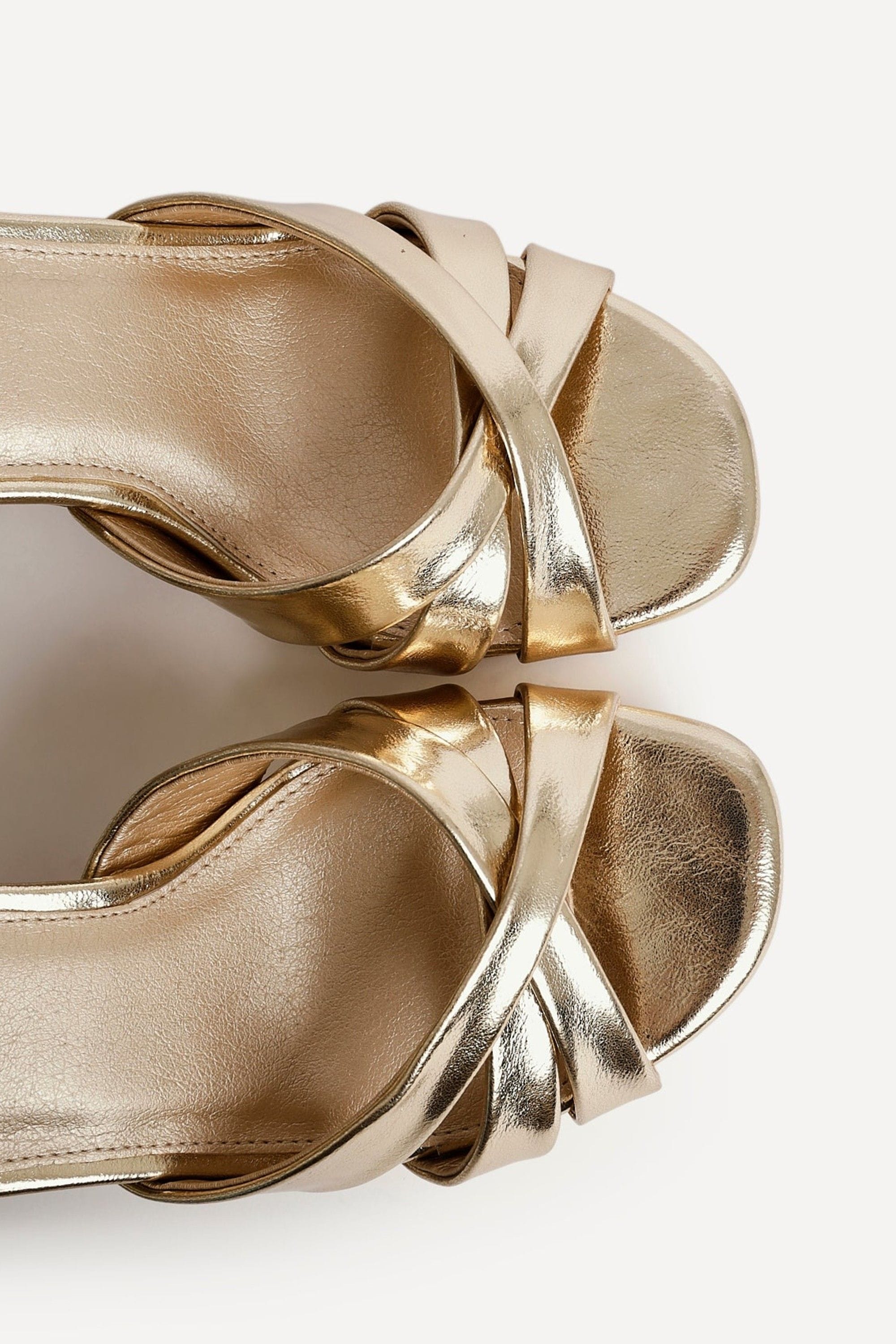 Linzi Selene Gold Faux Leather Wide Fit Crossover Platform Heels image 5