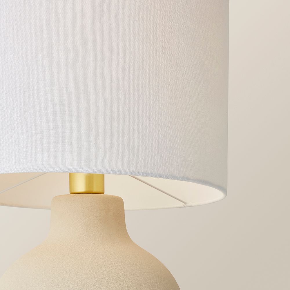 ValueLights Blair Natural Linen Shade Hand Finished Ceramic Stonewear Table Lamp with Bulb image 4