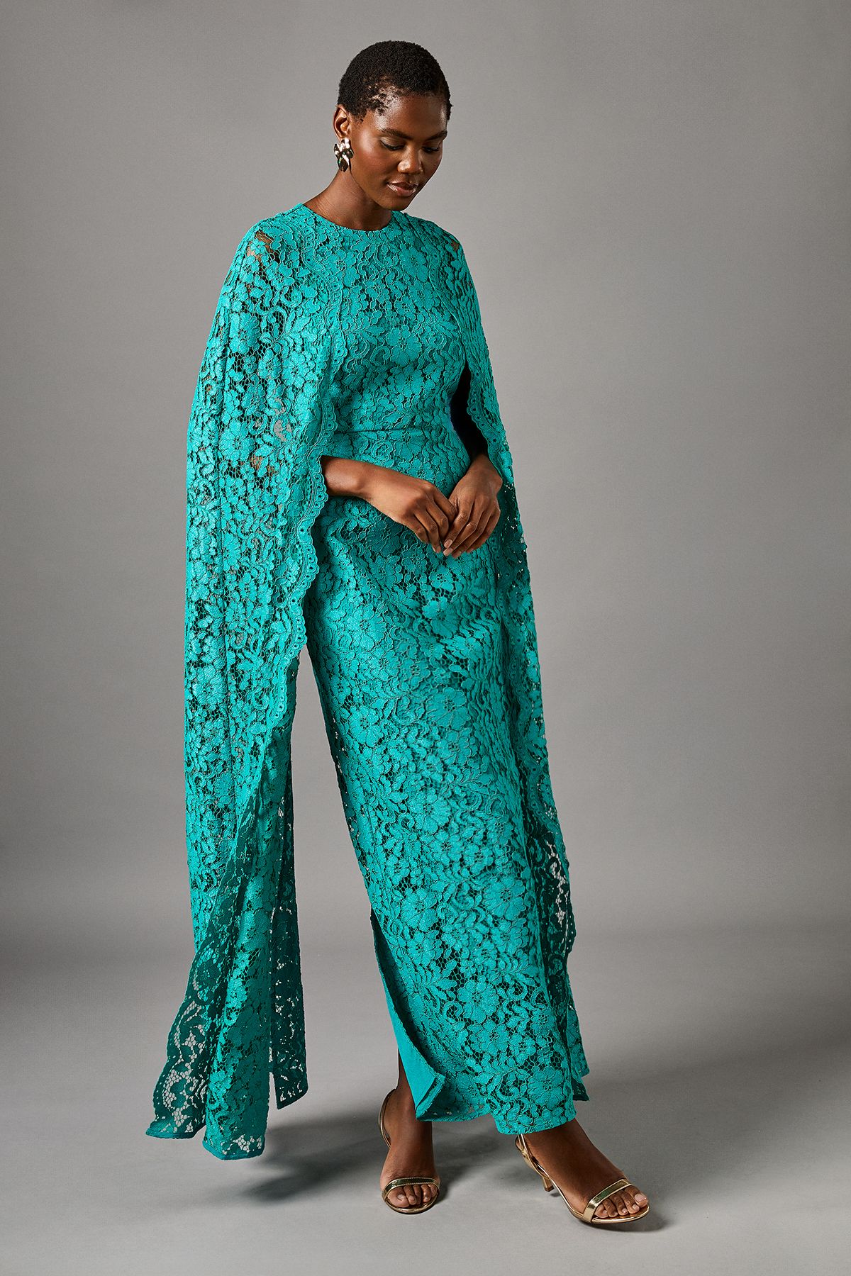 Coast Lace Cape Gown Emerald image 1