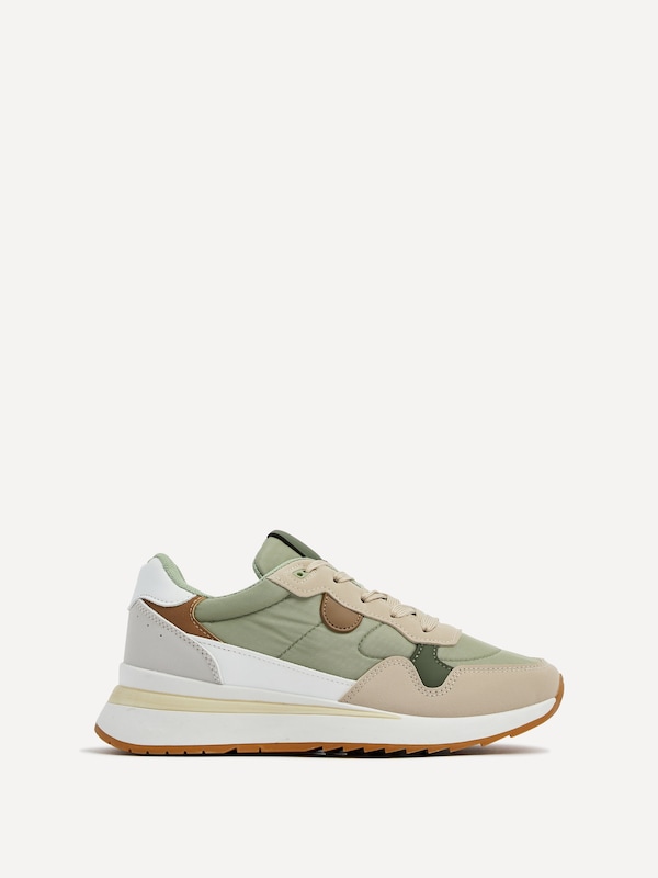 Linzi Clapham Khaki Two-Tone Wedged Trainer
