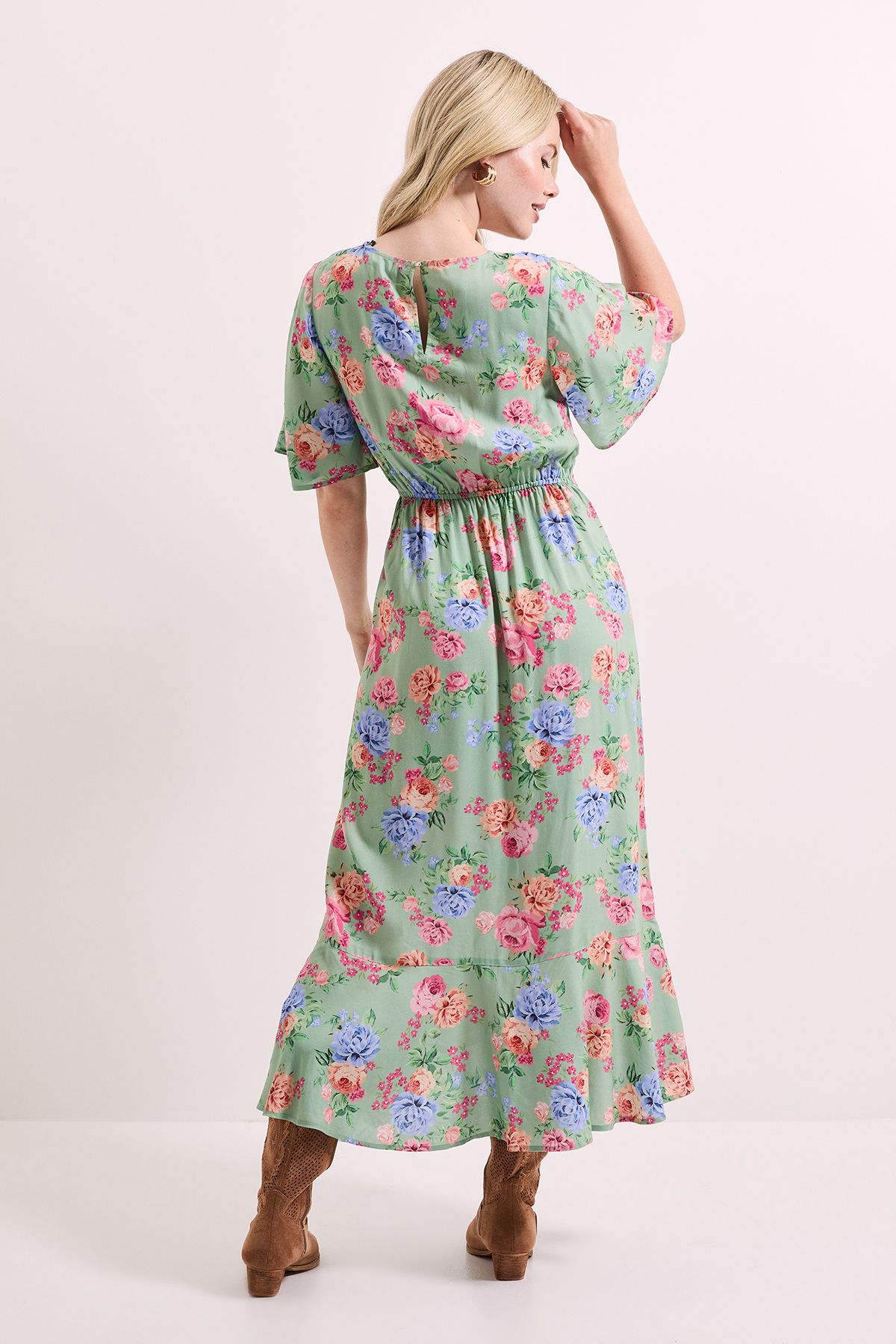 Dorothy Perkins Floral Empire Seam Angel Sleeve Midaxi Dress Floral image 4