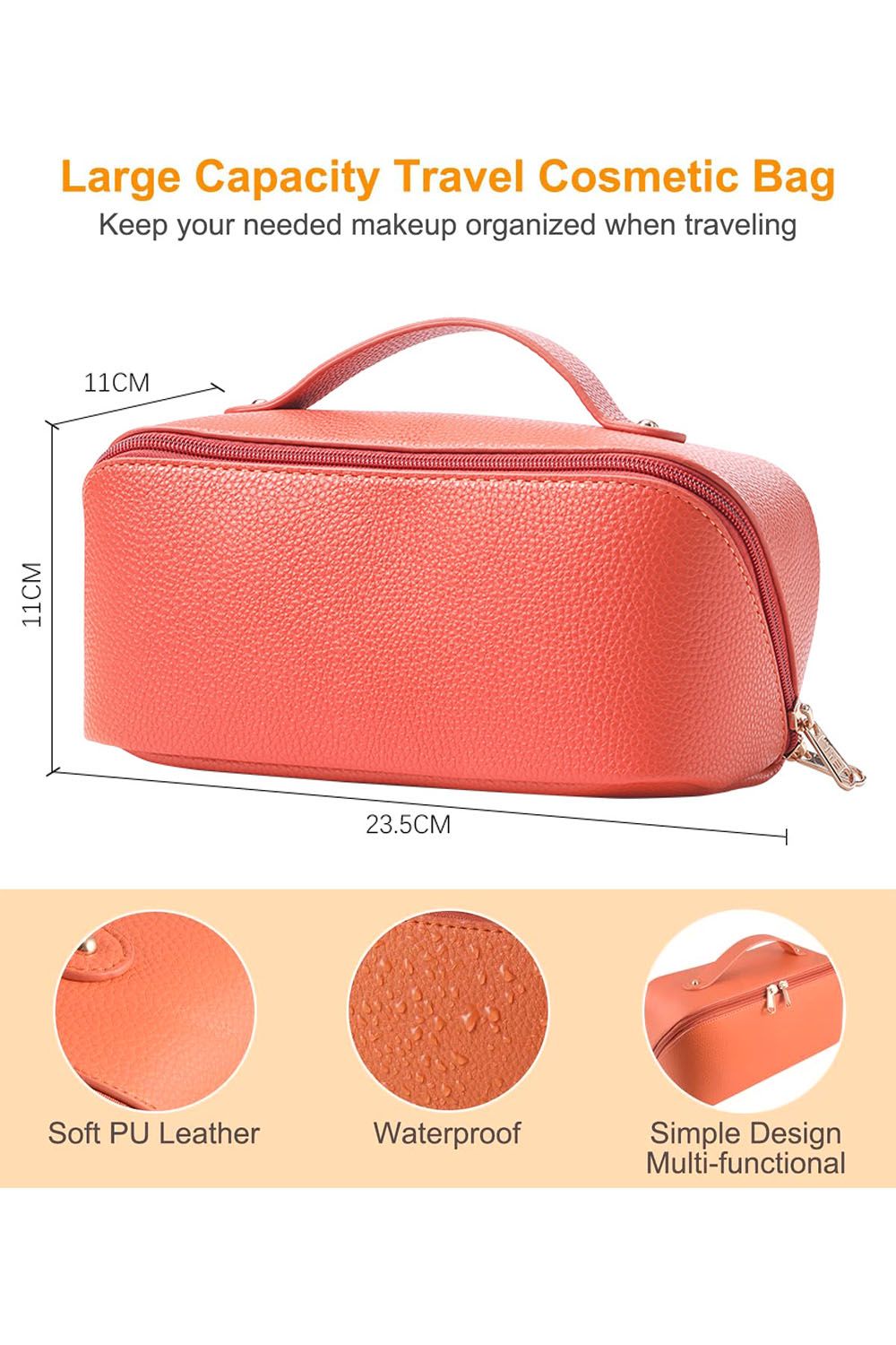 SHEONLY Large Flat Lay Capacity Cosmetic Bag Toiletry Bag Makeup Makeup Storage Wash Bag Travel with Handle and Divider for Women Girls For Home Dormitory image 2