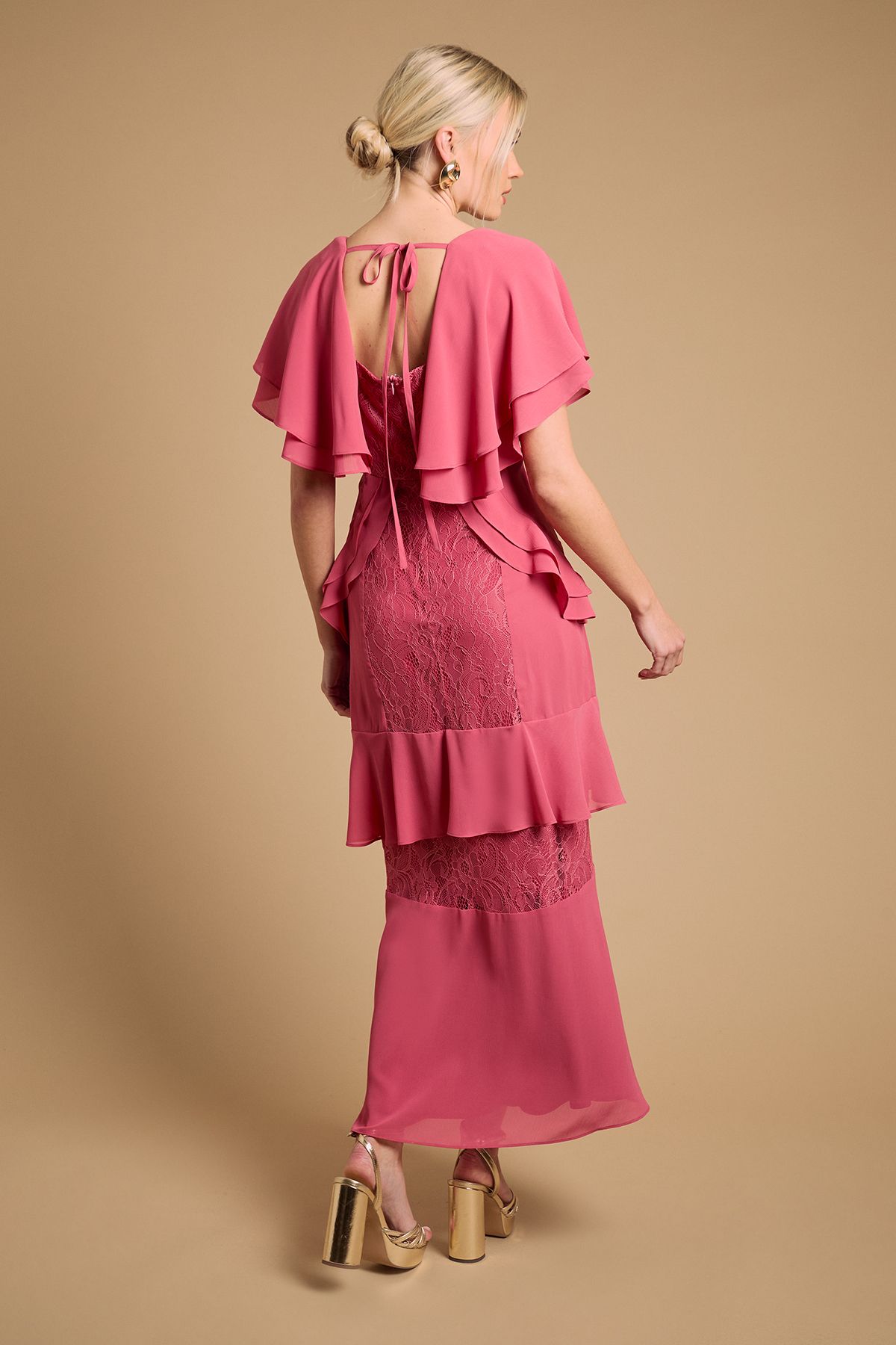 Oasis Lace Panel Ruffle Maxi Dress Desert Rose image 3