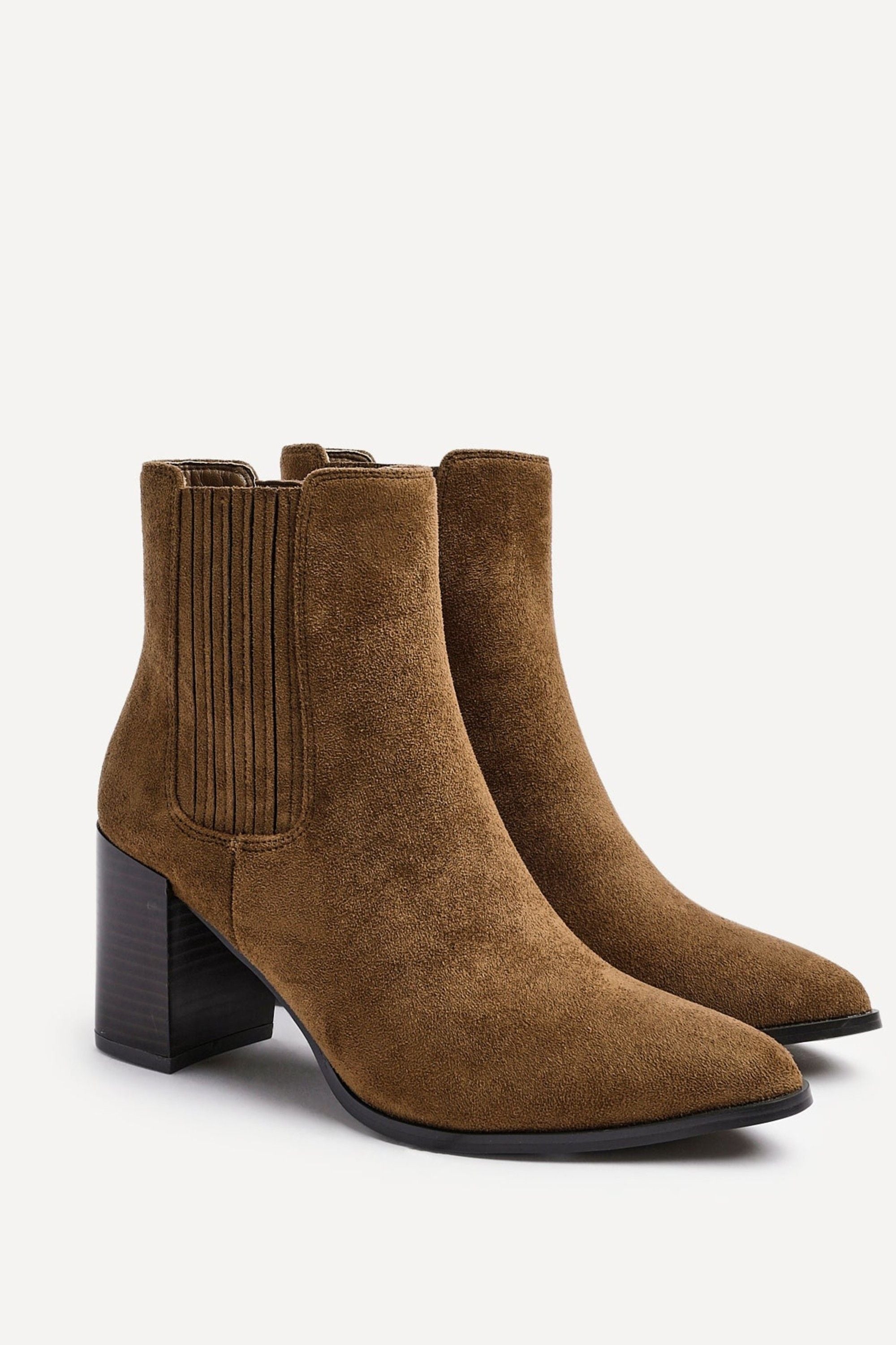 Linzi Thrive Tan Suede Pointed Toe Stacked Blook Heeled Boot image 5