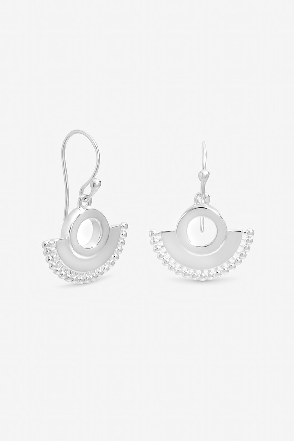 Inicio Sterling Silver Plated Beaded Fan Fishhook Earrings