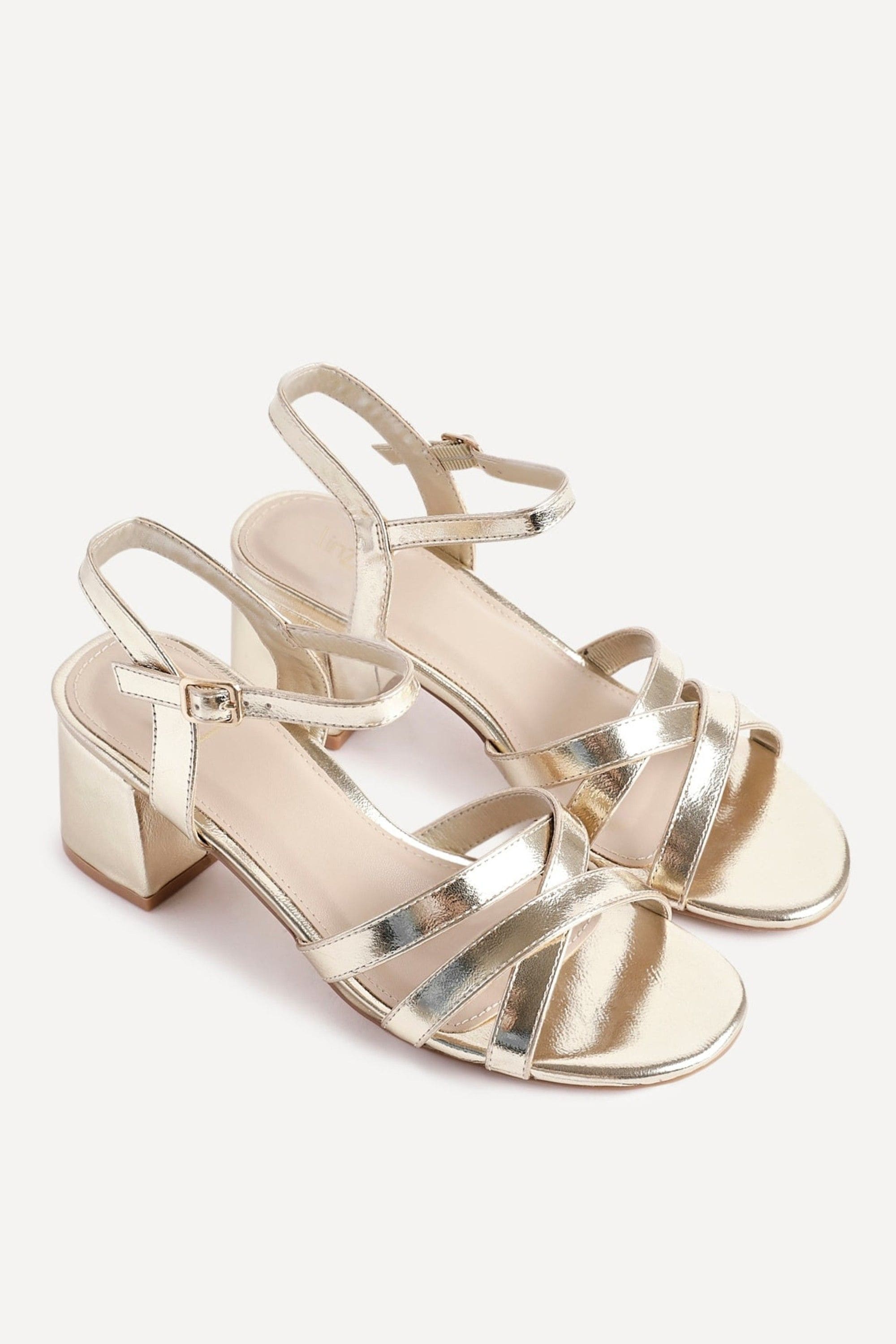 Linzi Flair Gold Faux Leather Heeled Sandals image 5