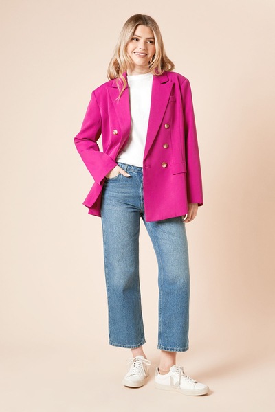 Dorothy Perkins Oversized Double Breasted Blazer Fuchsia