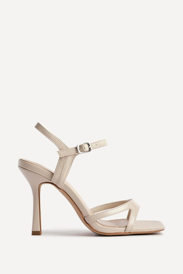 Linzi Empress Nude Faux Leather Stiletto Heeled Sandals