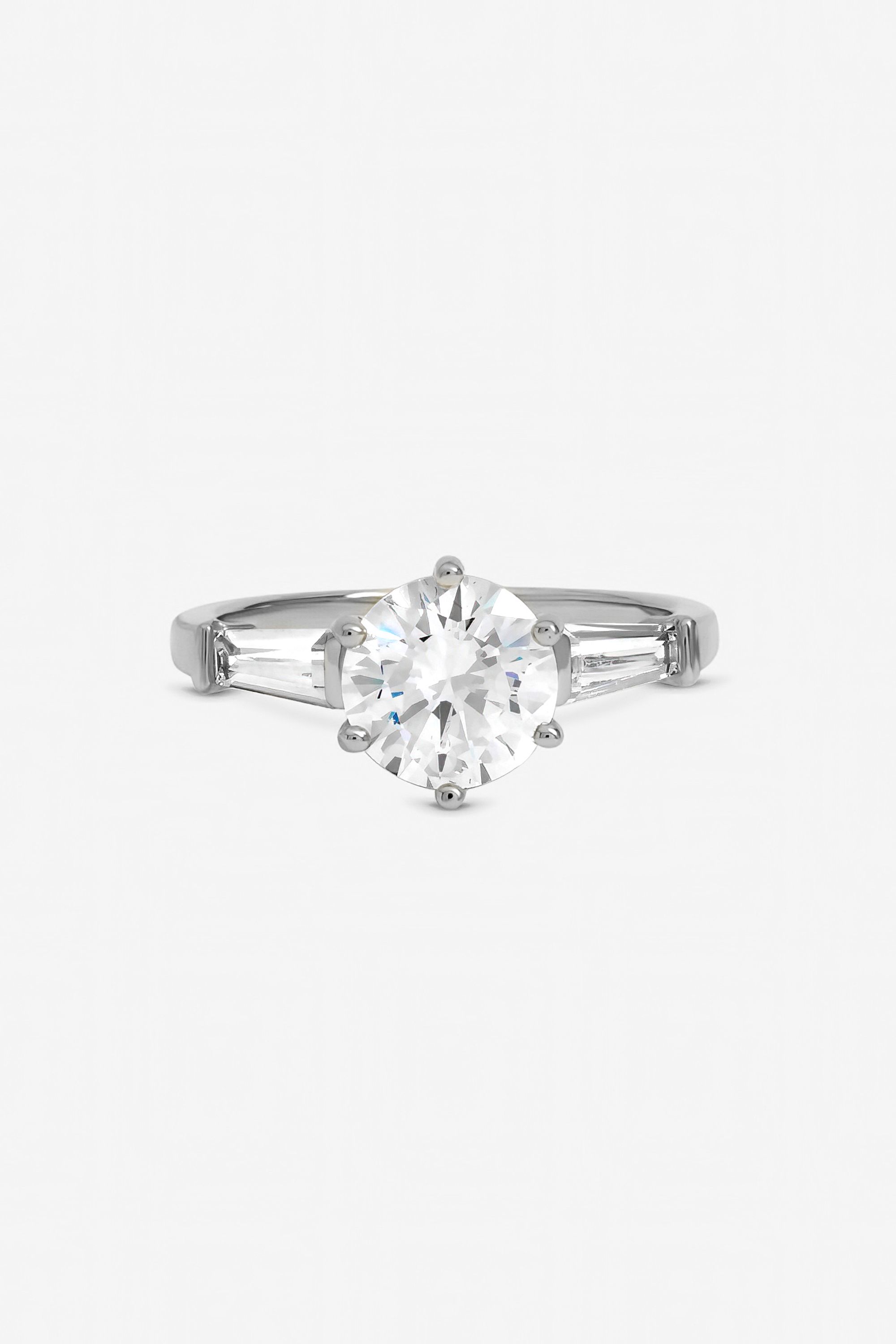 Jon Richard Rhodium Plated Cubic Zirconia Solitaire Ring
