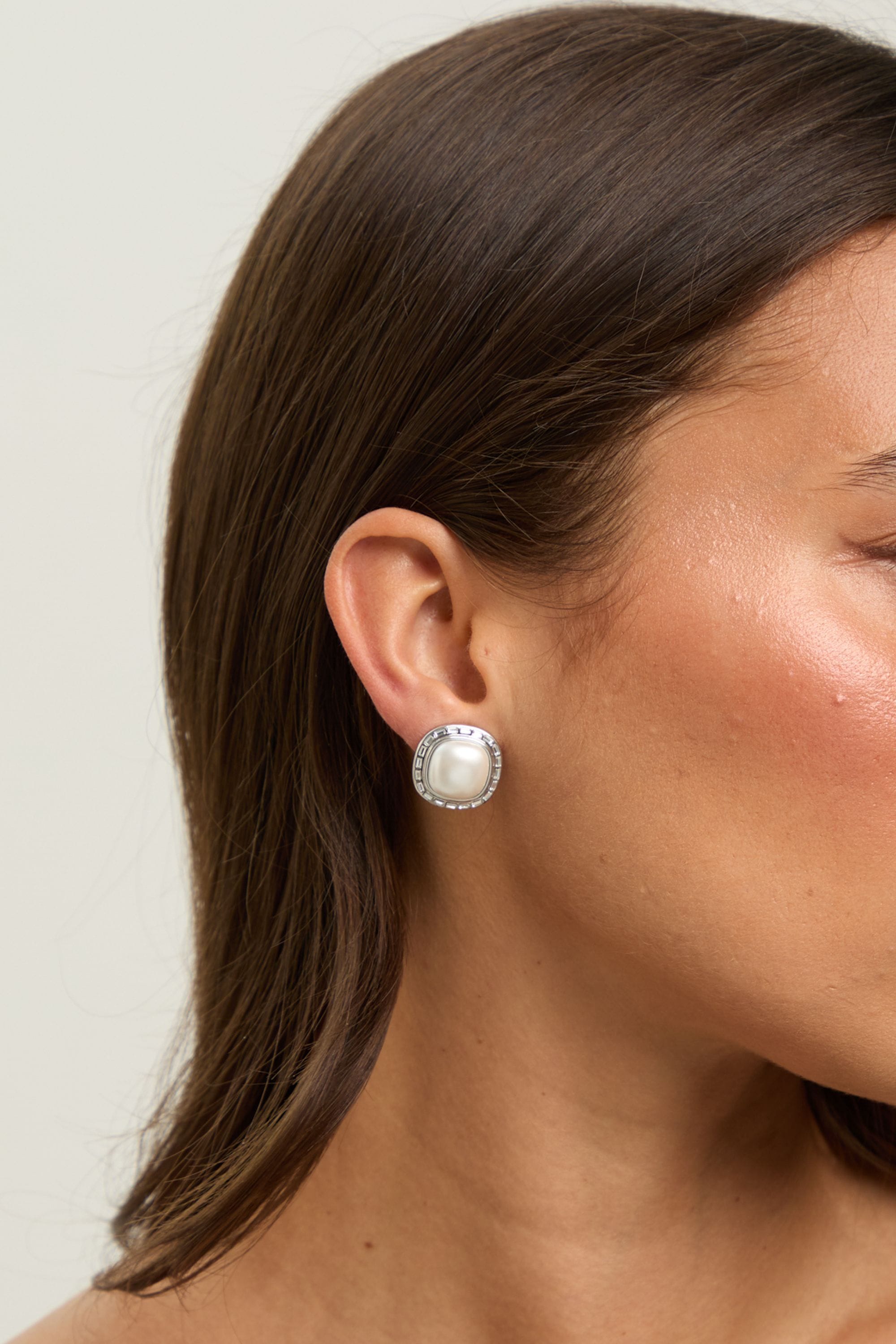 Jon Richard Rhodium Plated and Pearl Clip Earrings image 2