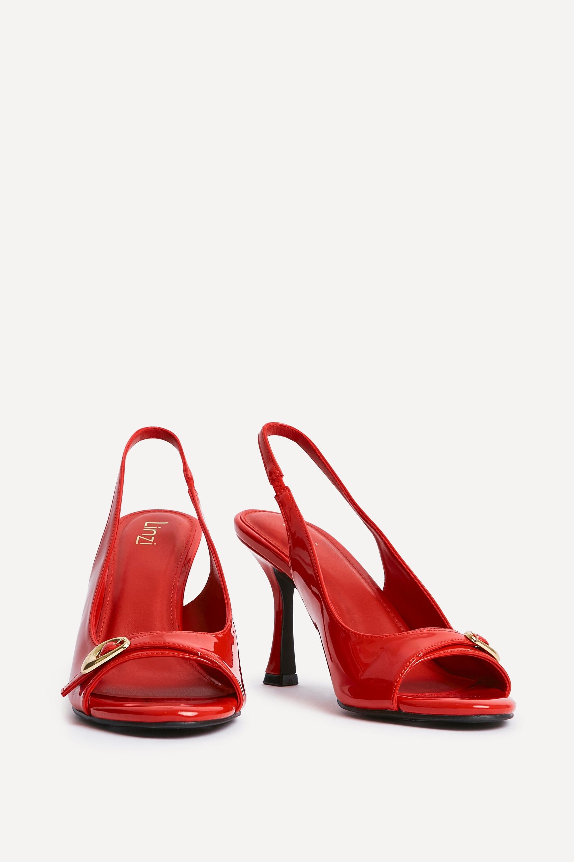 Linzi Potion Red Faux Patent Leather Peep Toe Heel image 3