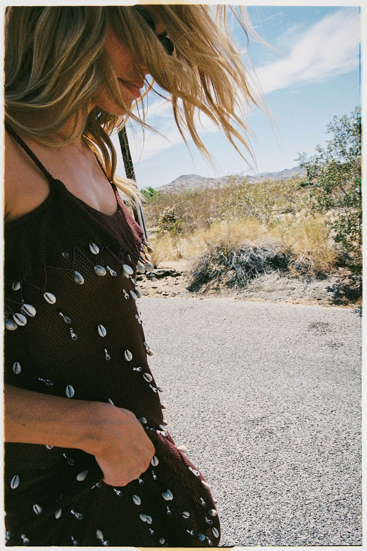 NastyGal Shell and Droplet Beaded Crochet Bardot Beach Dress Chocolate image 4