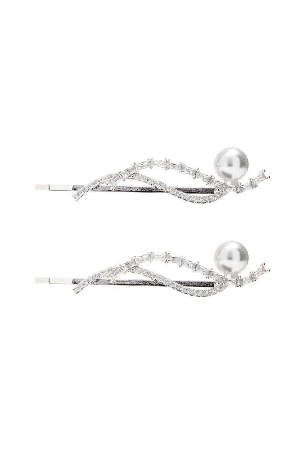 Jon Richard Bridal Cubic Zirconia And Pearl Hair Slides image 1